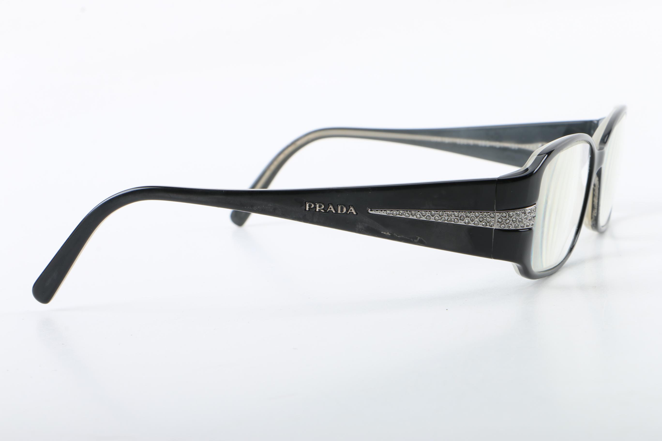 Prada VPR 19H Black Framed Eyeglasses, Made in Italy