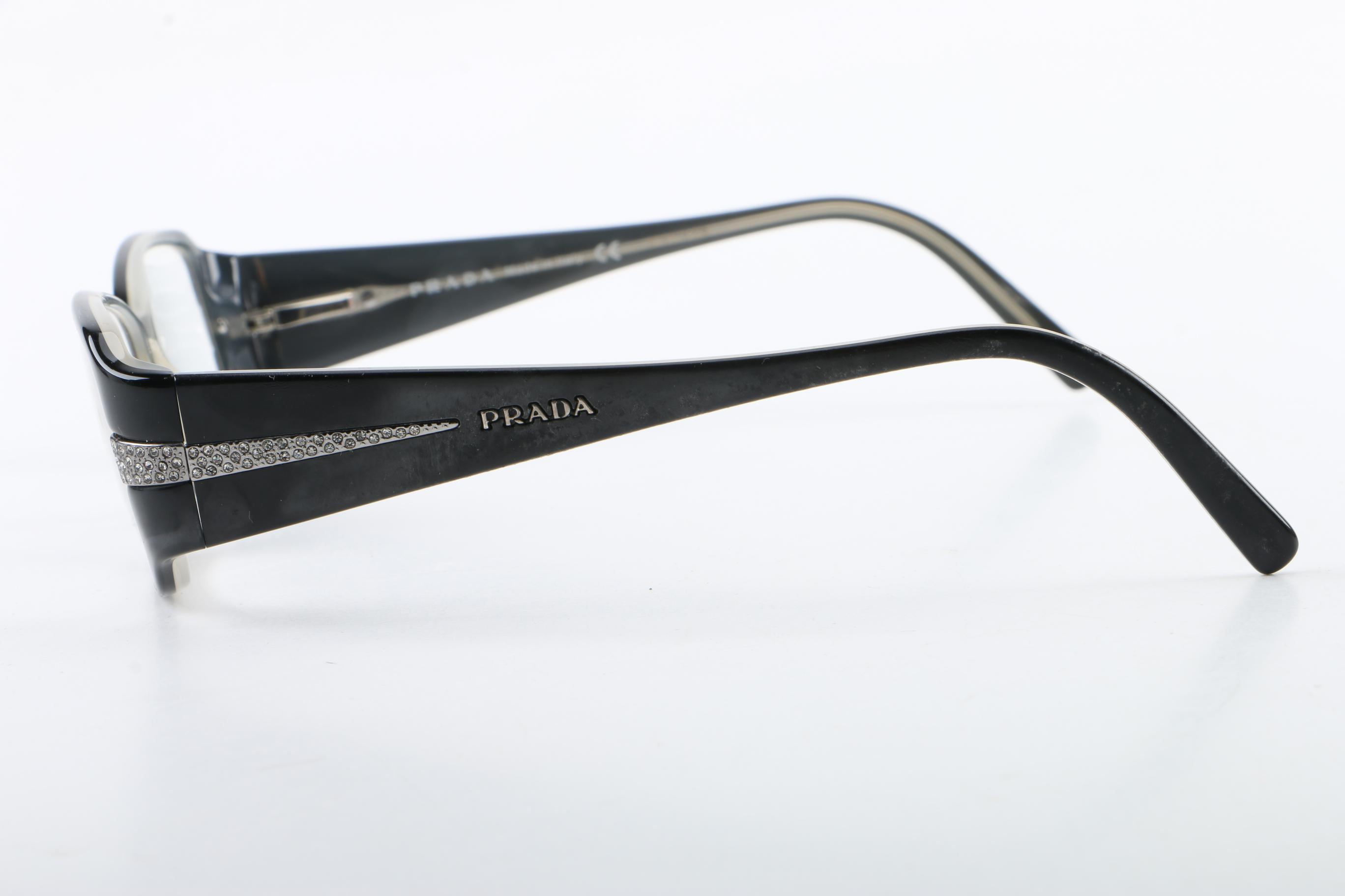 Prada VPR 19H Black Framed Eyeglasses, Made in Italy
