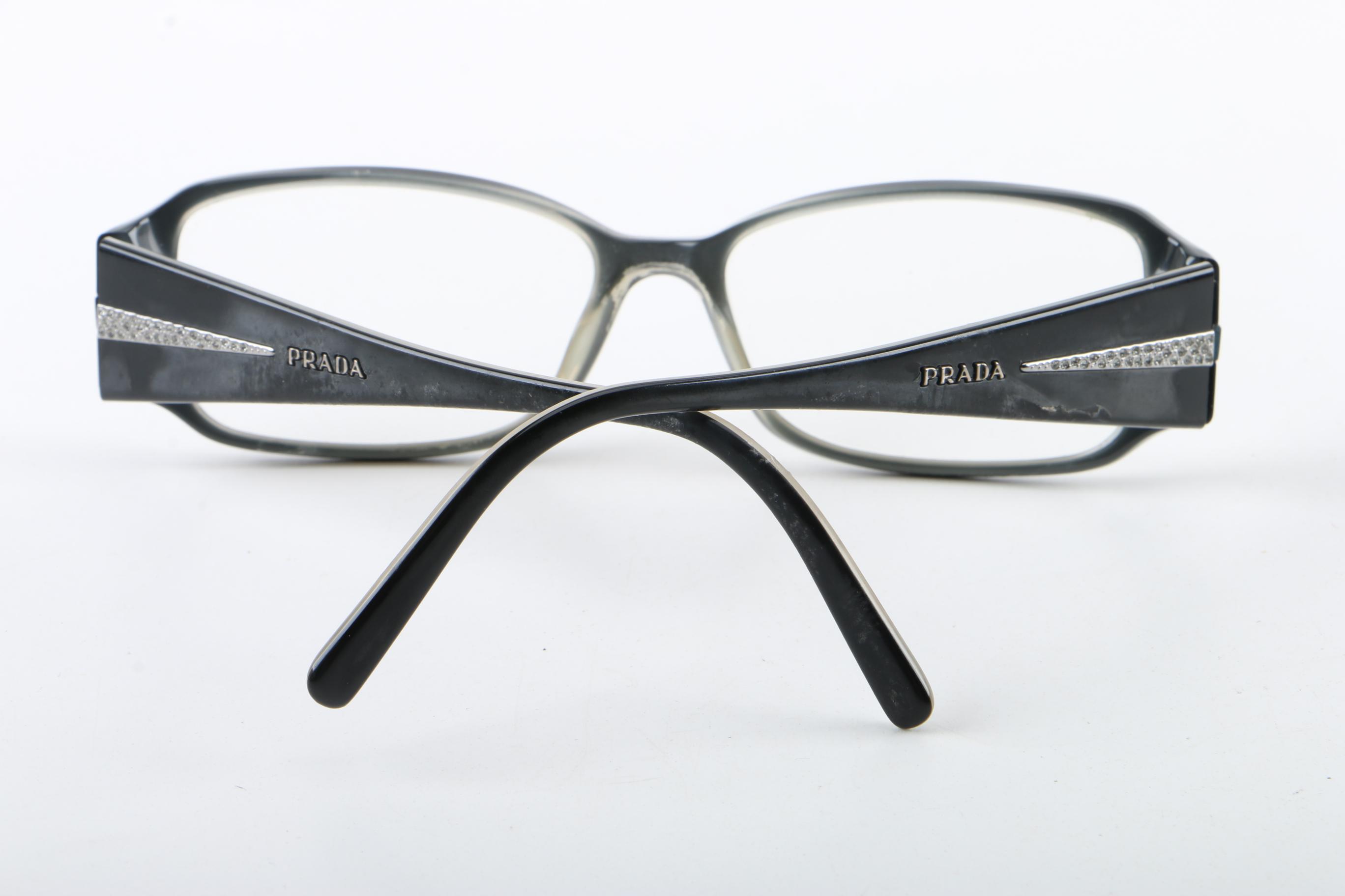 Prada VPR 19H Black Framed Eyeglasses, Made in Italy