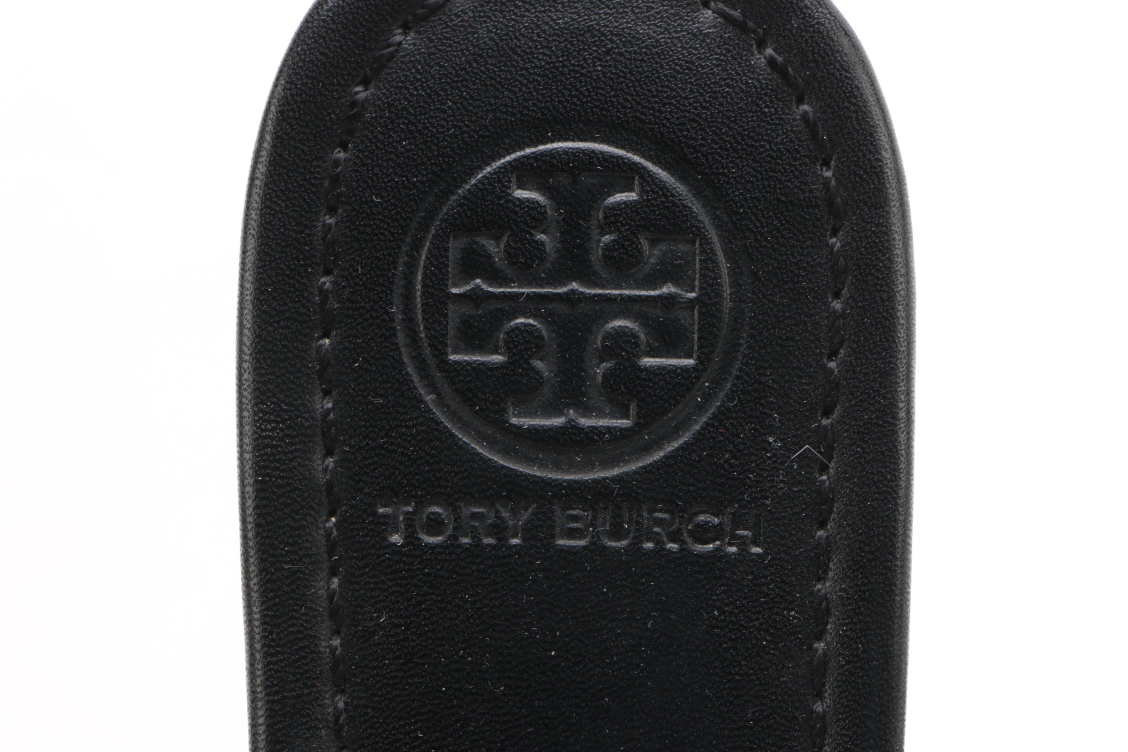 Tory Burch Black Patent Leather Slide Wedges