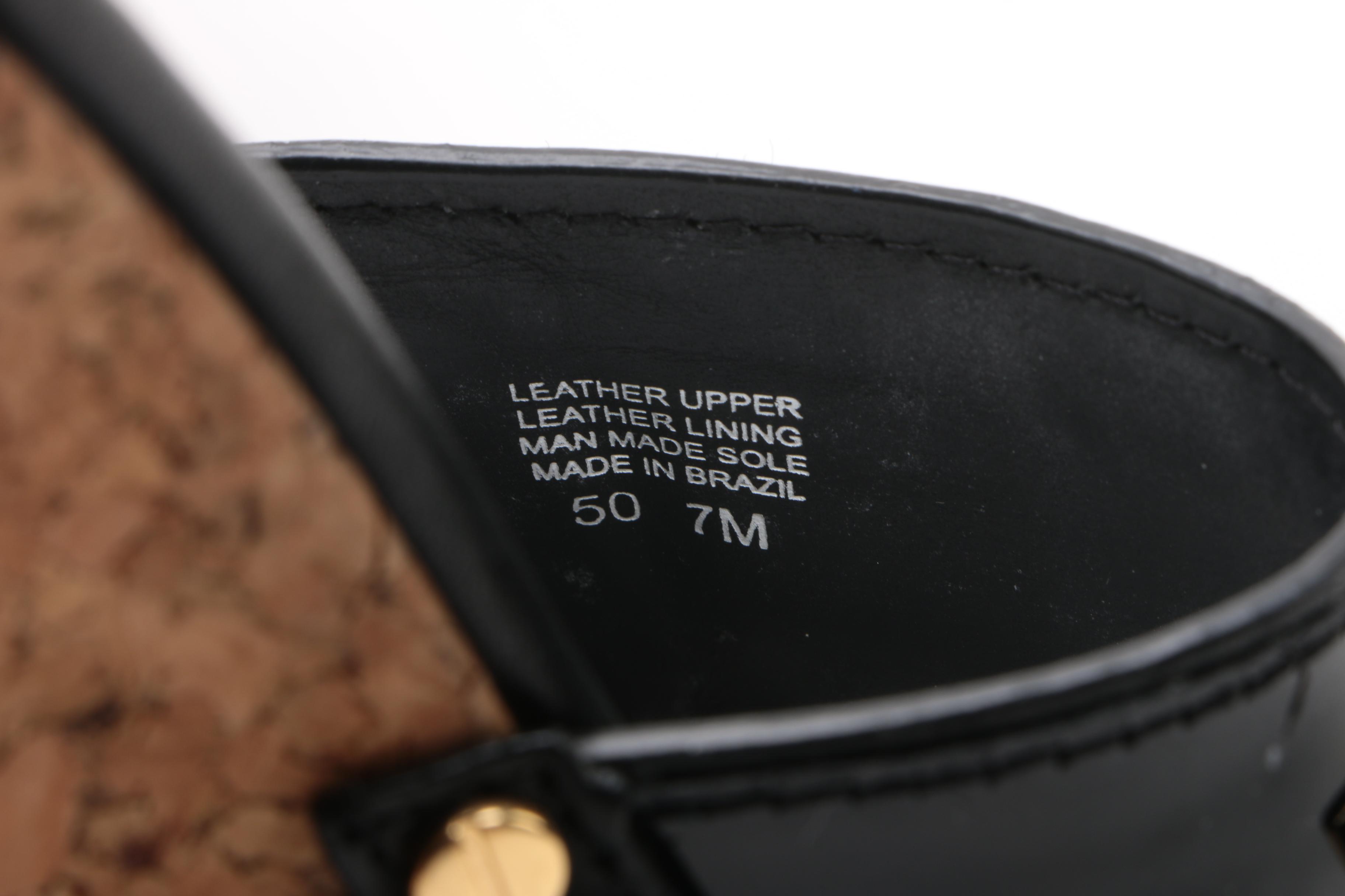 Tory Burch Black Patent Leather Slide Wedges