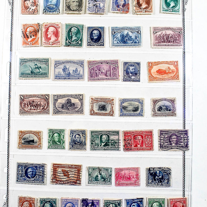 Group of Forty-Two Vintage and Antique U.S. Stamps