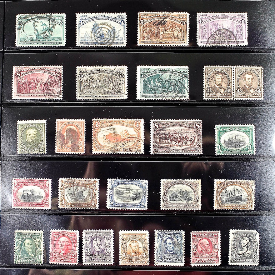 Group of Eighty-Three Antique and Vintage U.S. Stamps