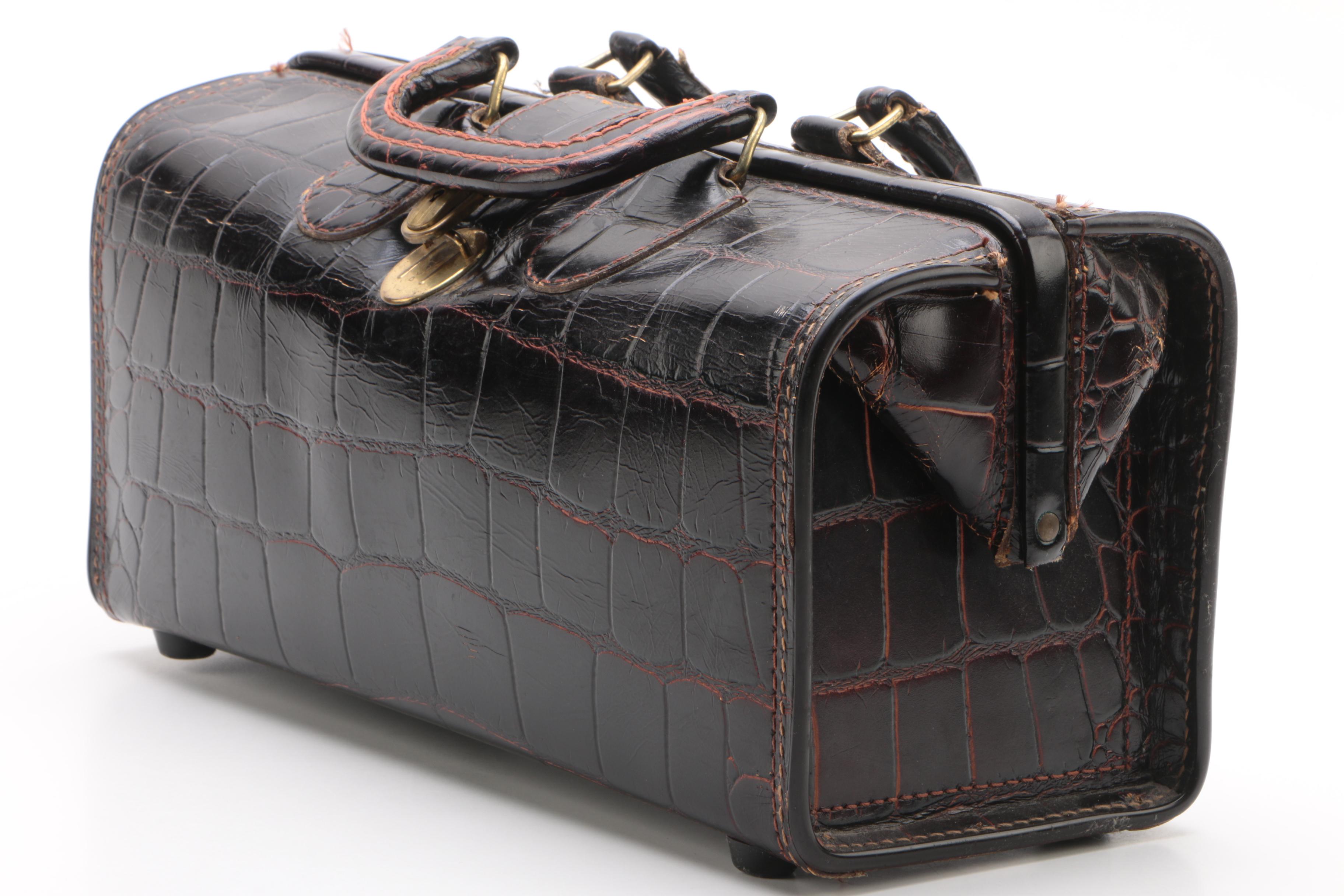 Vintage Embossed Leather Doctor Bag by Upjohn