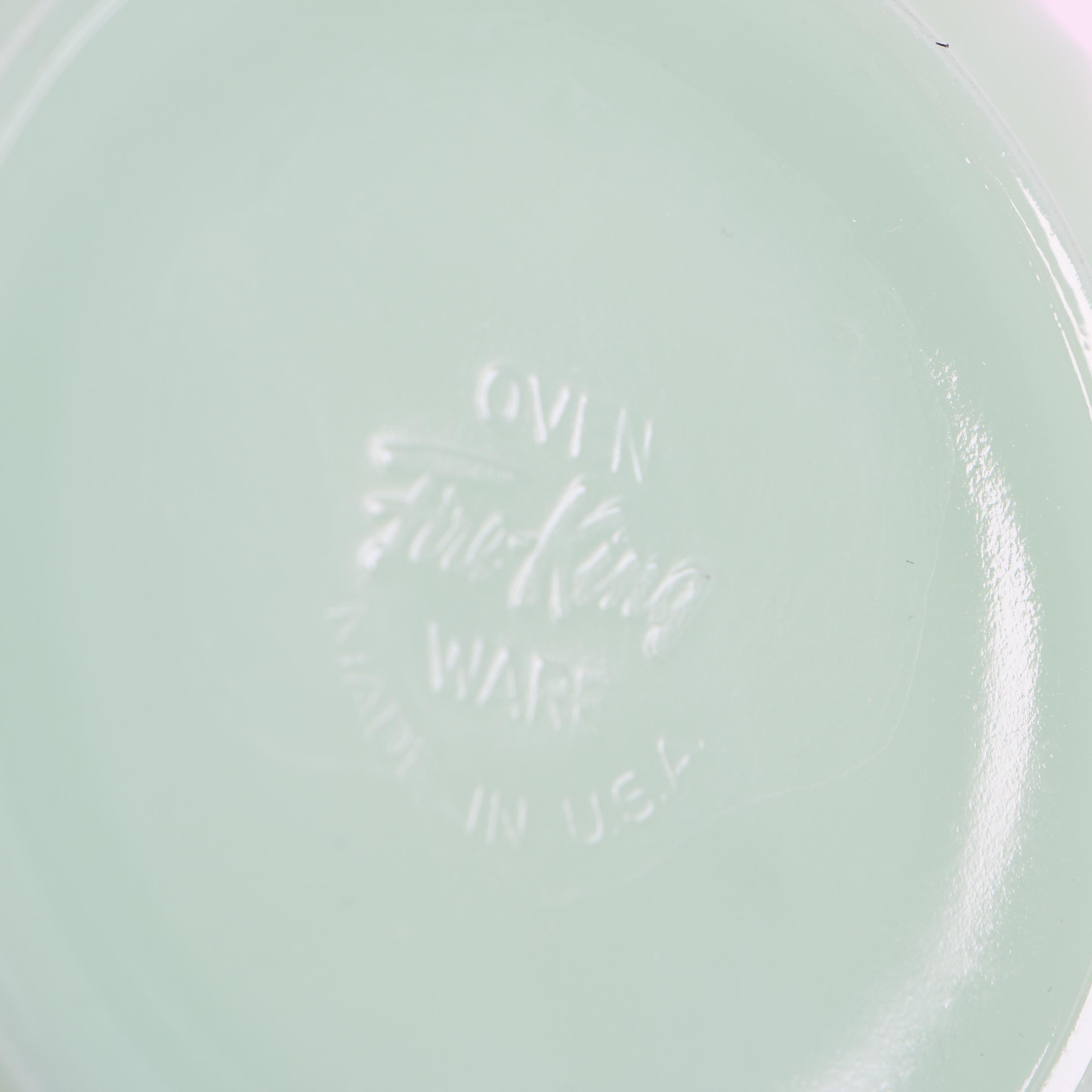 Vintage Fire-King Nesting Bowls with Jadeite and Yellow Glass Mugs