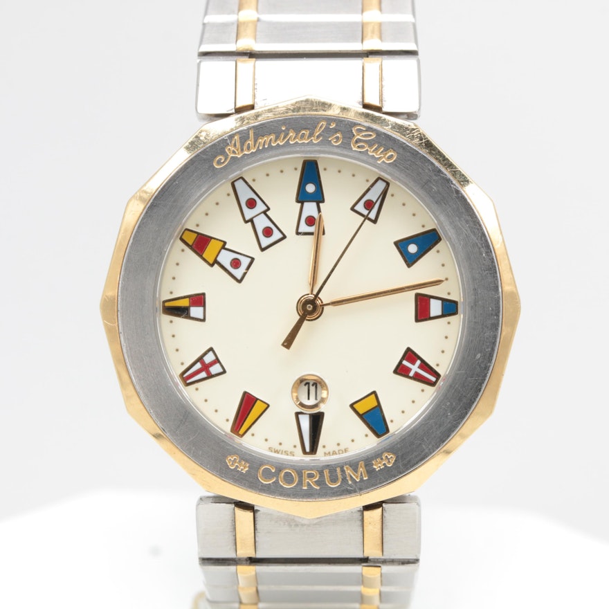 Corum Admirals Cup 18K Yellow Gold and Stainless Steel Quartz Wristwatch