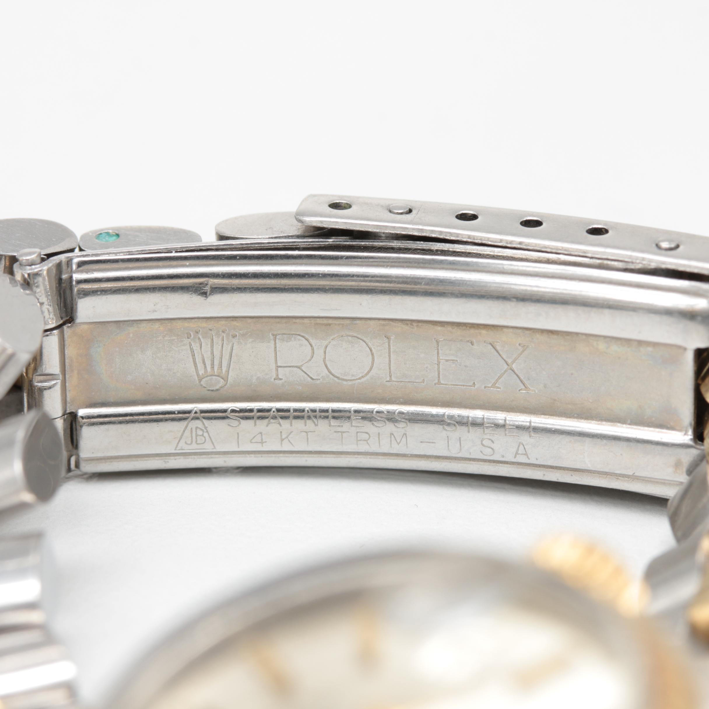 Circa 1973 Rolex Oyster Perpetual Date 14K Yellow Gold Two Tone Watch