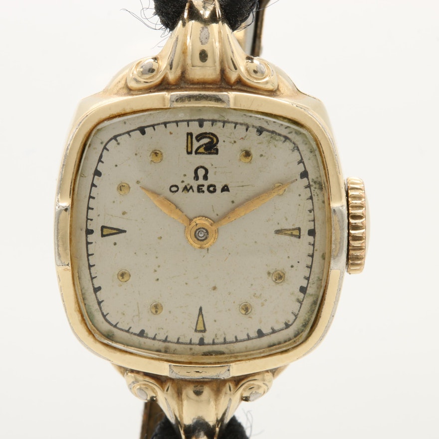 Omega 14K Gold Filled Stem Wind Wristwatch