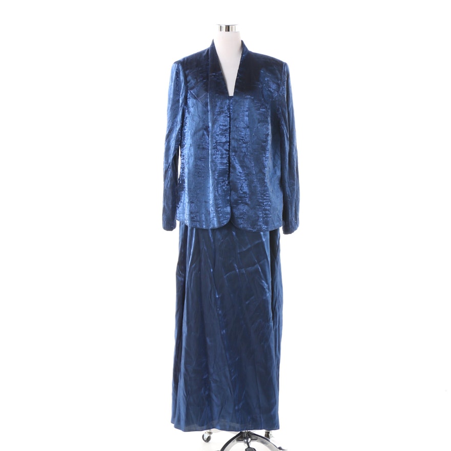 Women's Alex Evenings Blue Rayon Blend Dress Suit