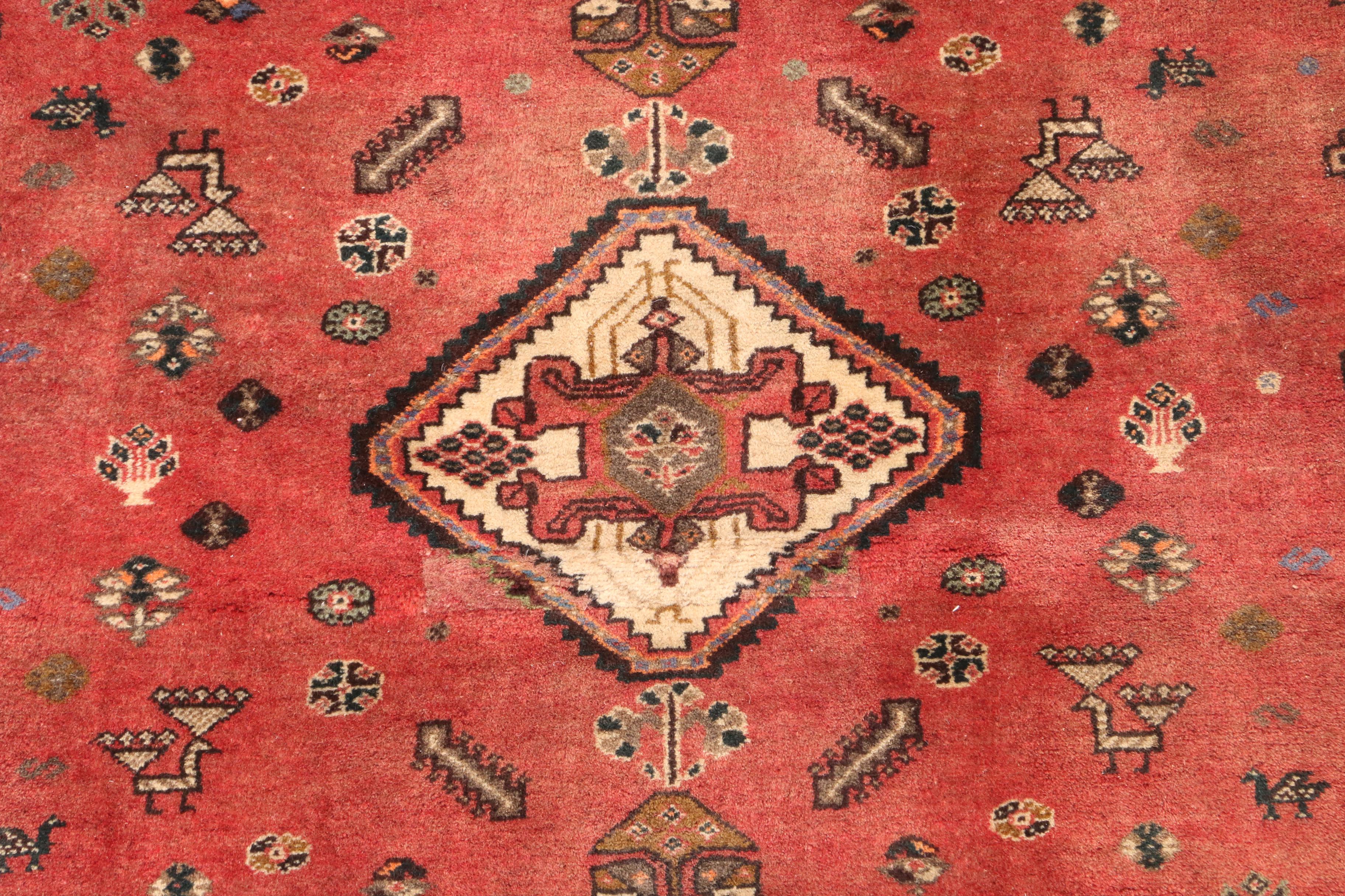 Hand-Knotted Persian Qashqai Wool Area Rug
