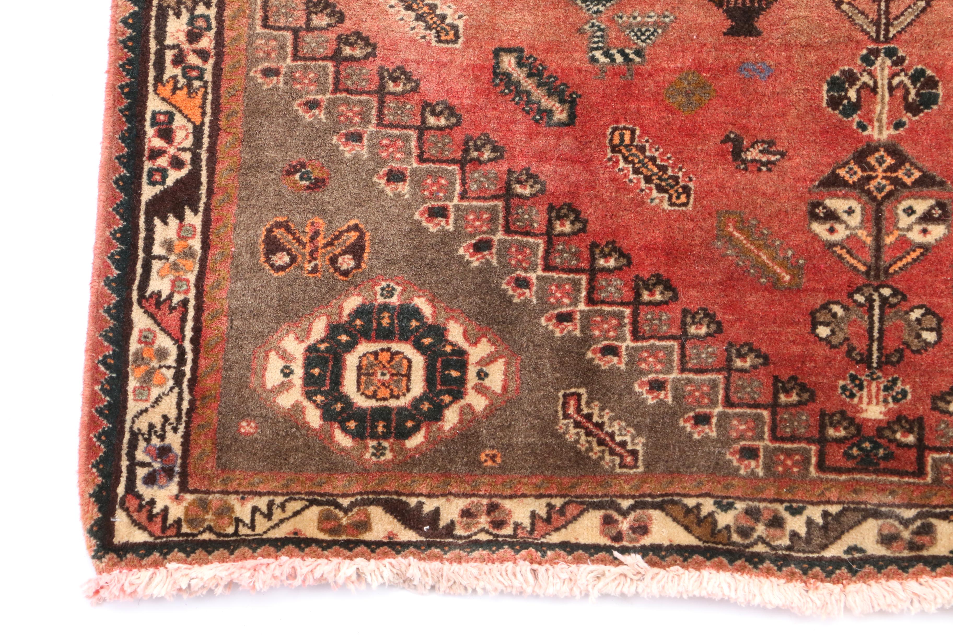 Hand-Knotted Persian Qashqai Wool Area Rug