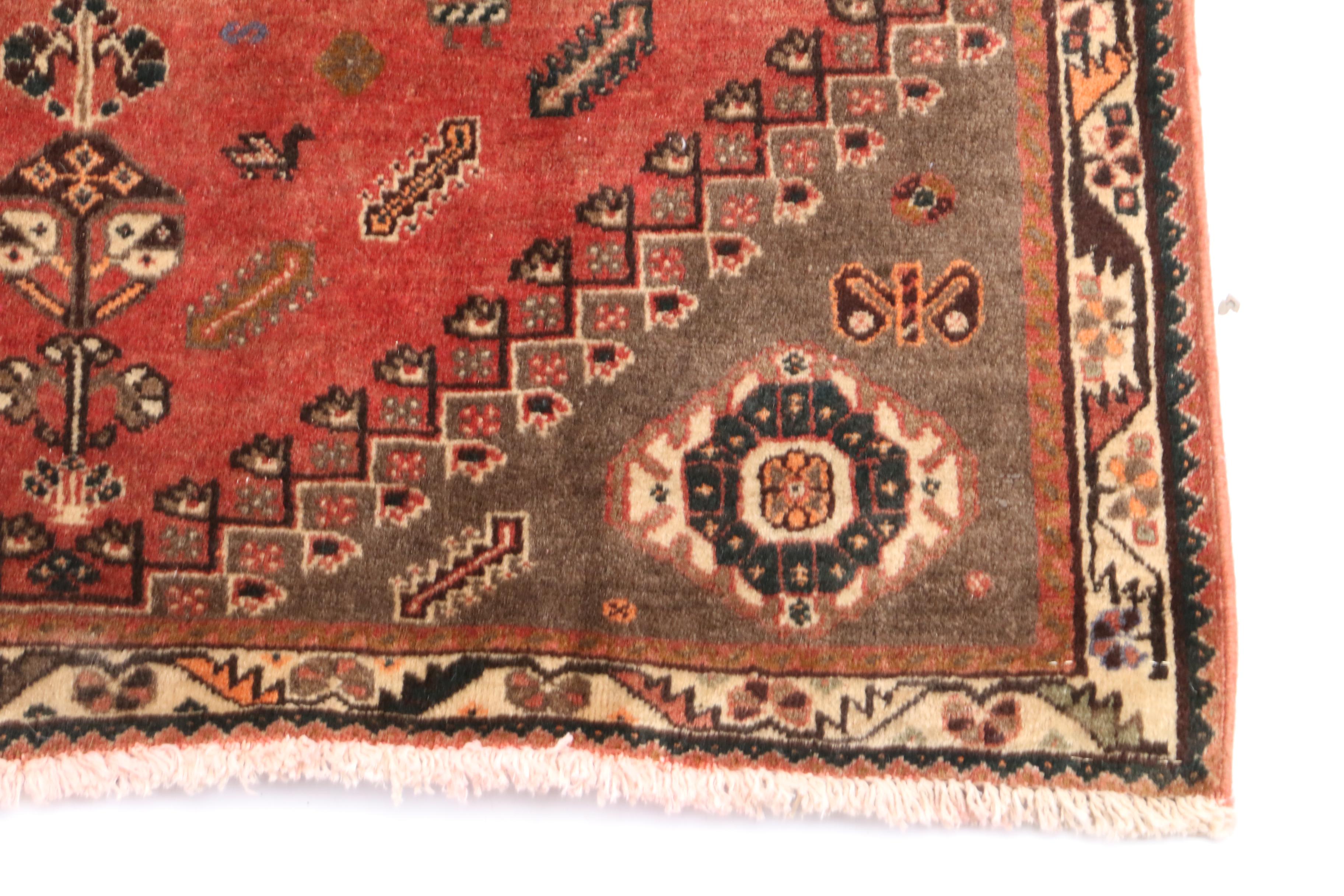 Hand-Knotted Persian Qashqai Wool Area Rug