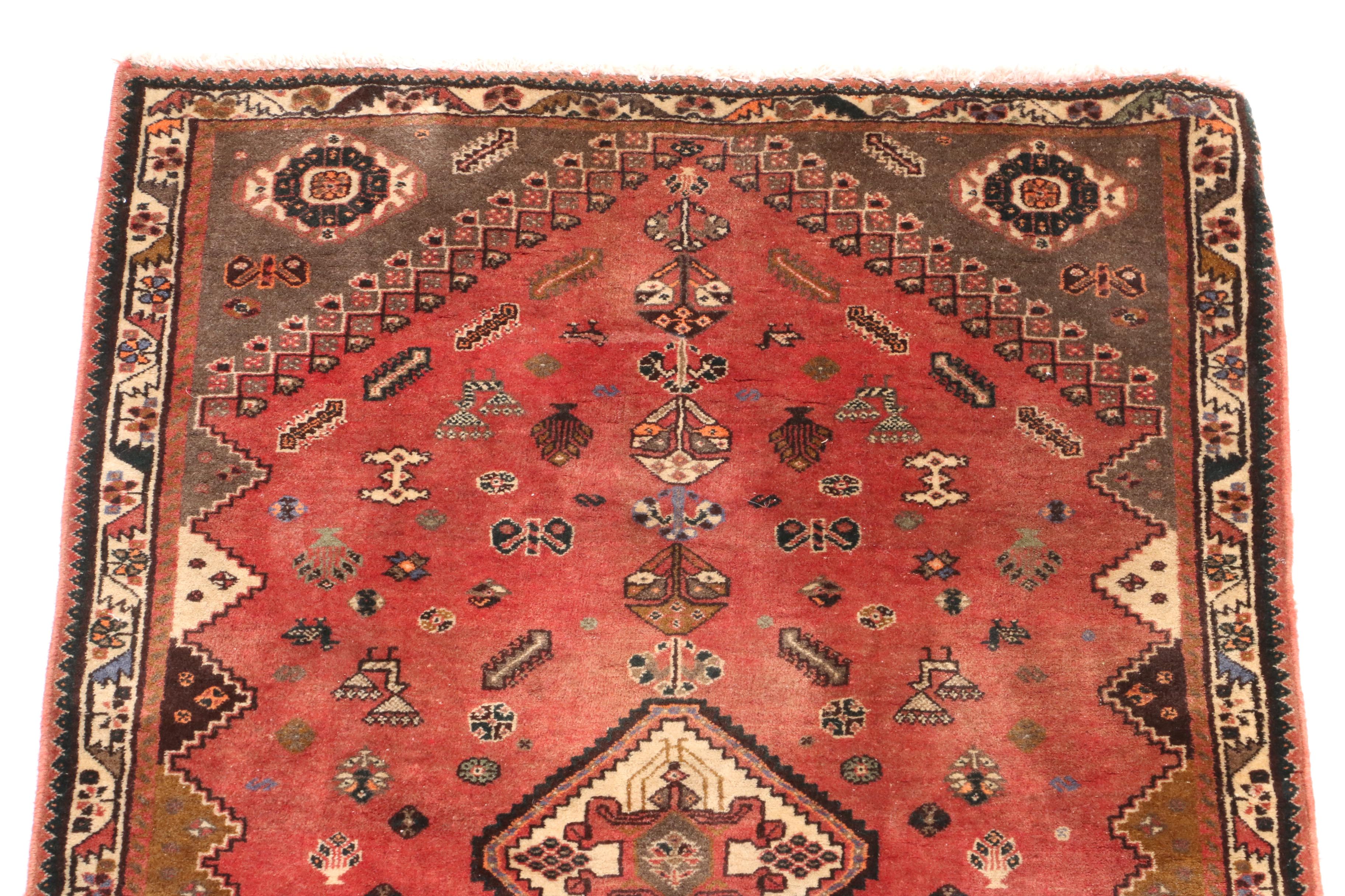 Hand-Knotted Persian Qashqai Wool Area Rug