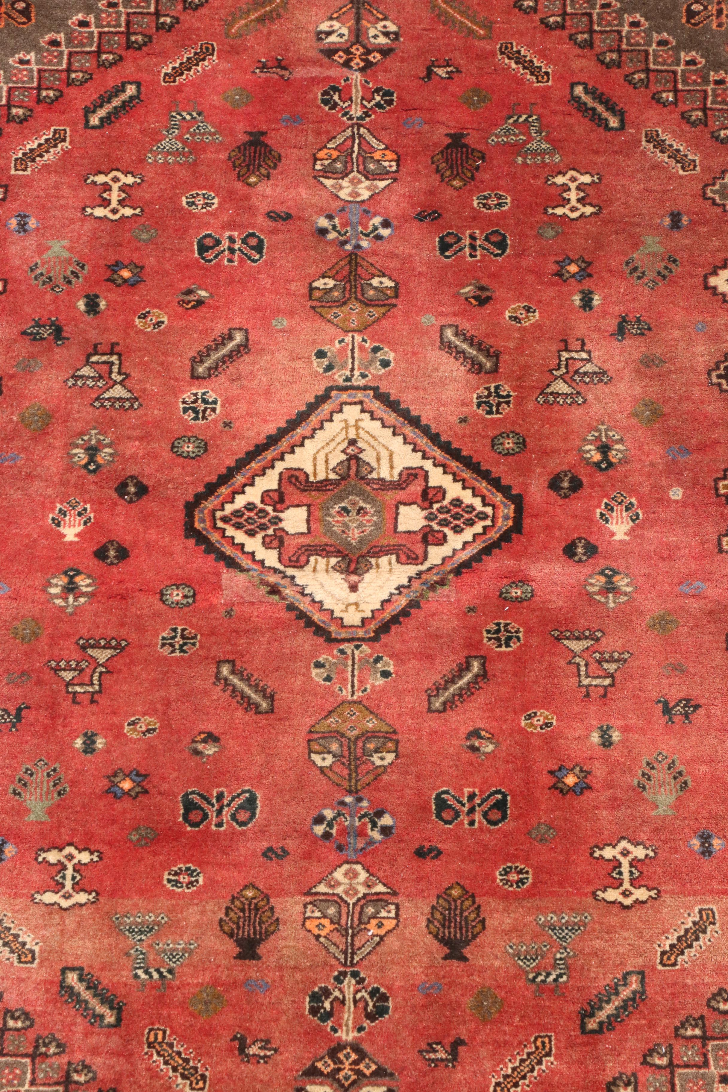 Hand-Knotted Persian Qashqai Wool Area Rug