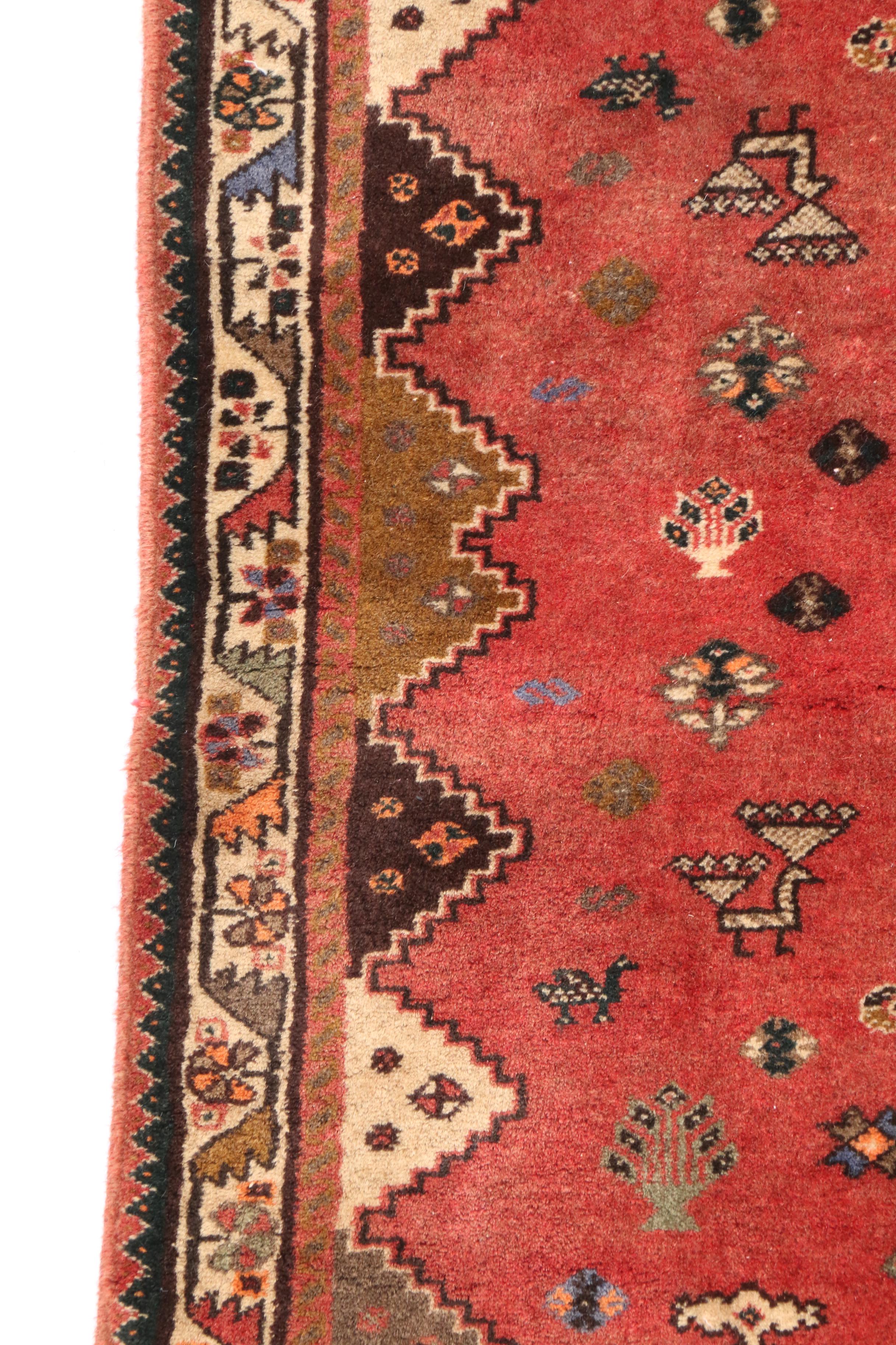 Hand-Knotted Persian Qashqai Wool Area Rug