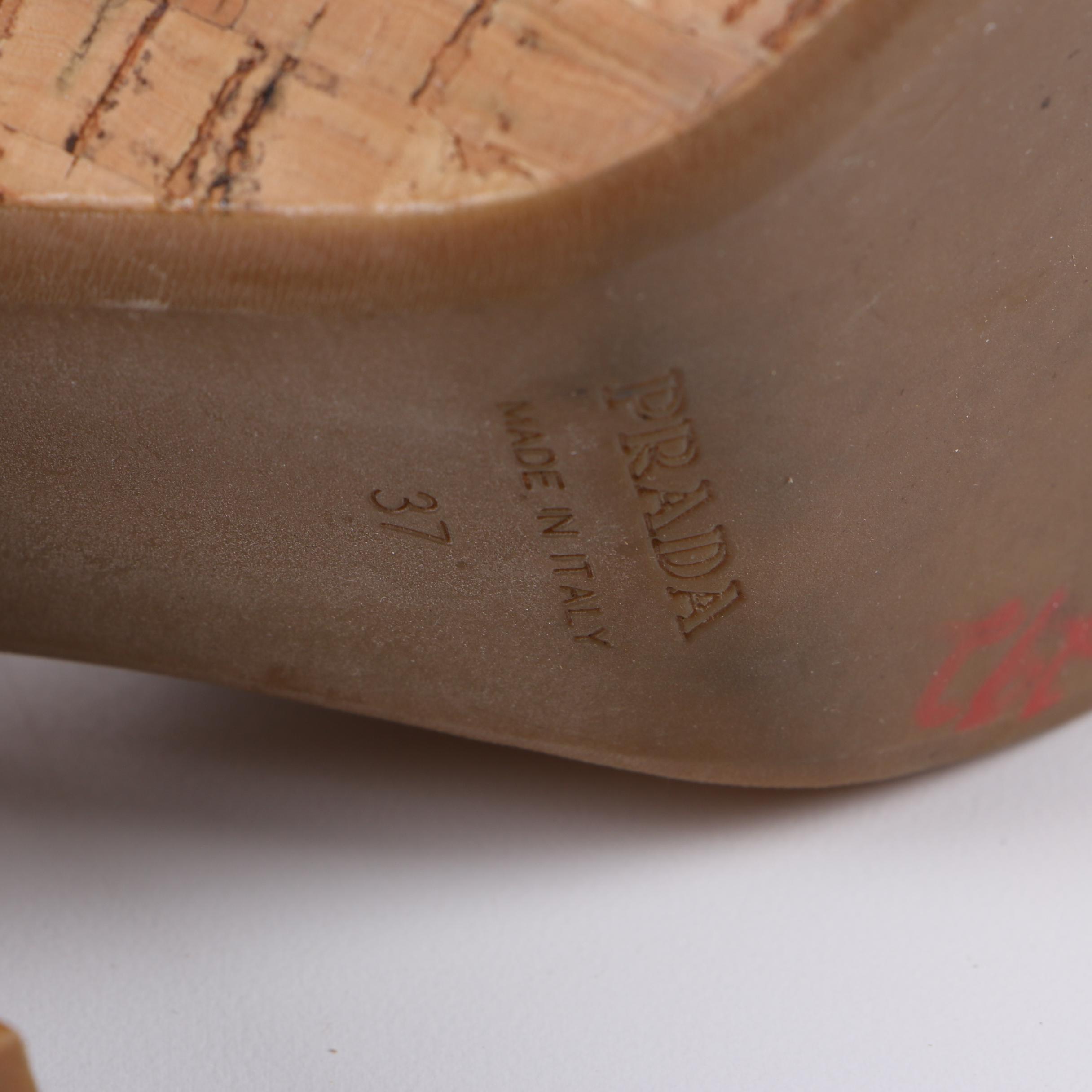 Prada Calzature Donna Python Snakeskin and Cork Platform Sandals