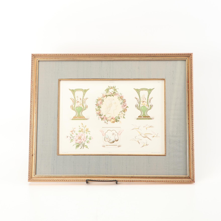 Antique Chromolithograph of Sevres Porcelain