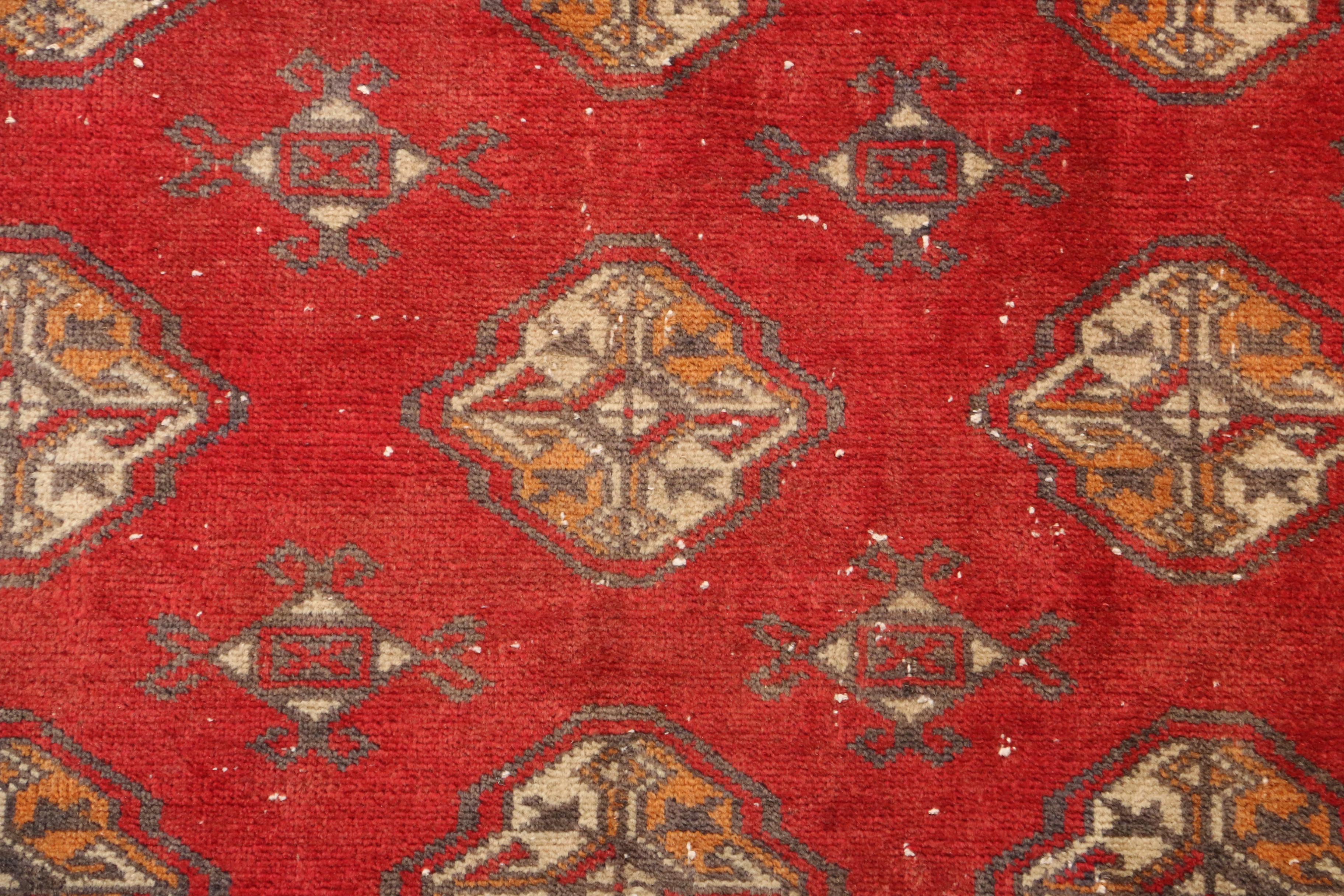 Vintage Hand-Knotted Russian Bokhara Wool Carpet Runner