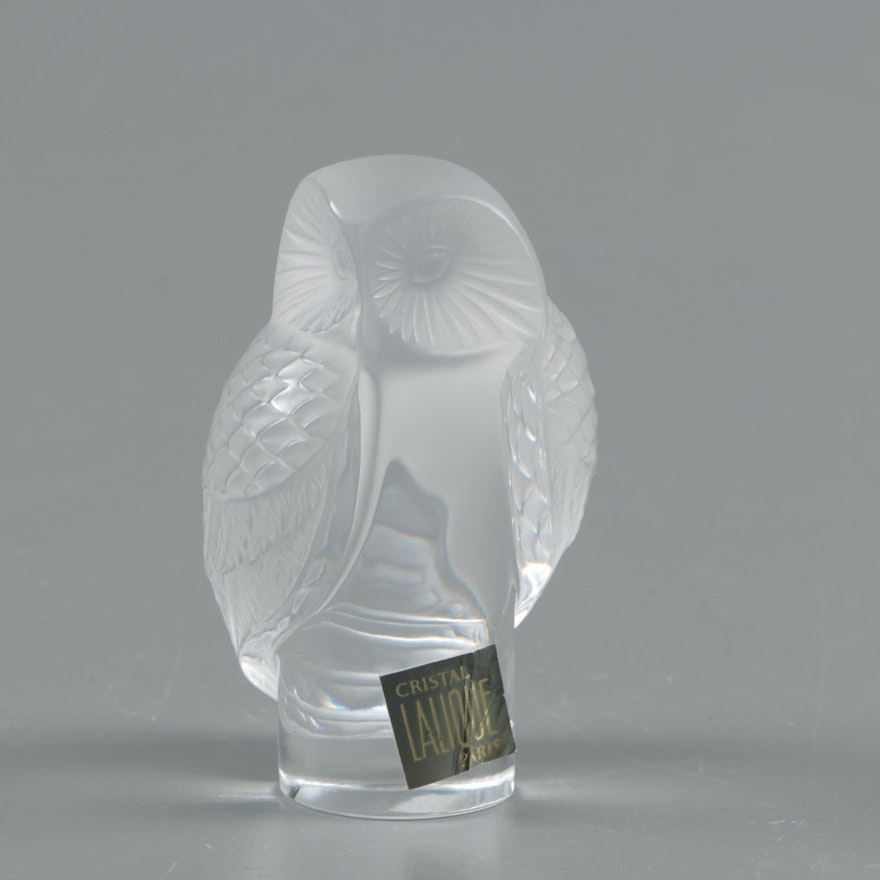 Lalique Crystal "Owl" Paperweight