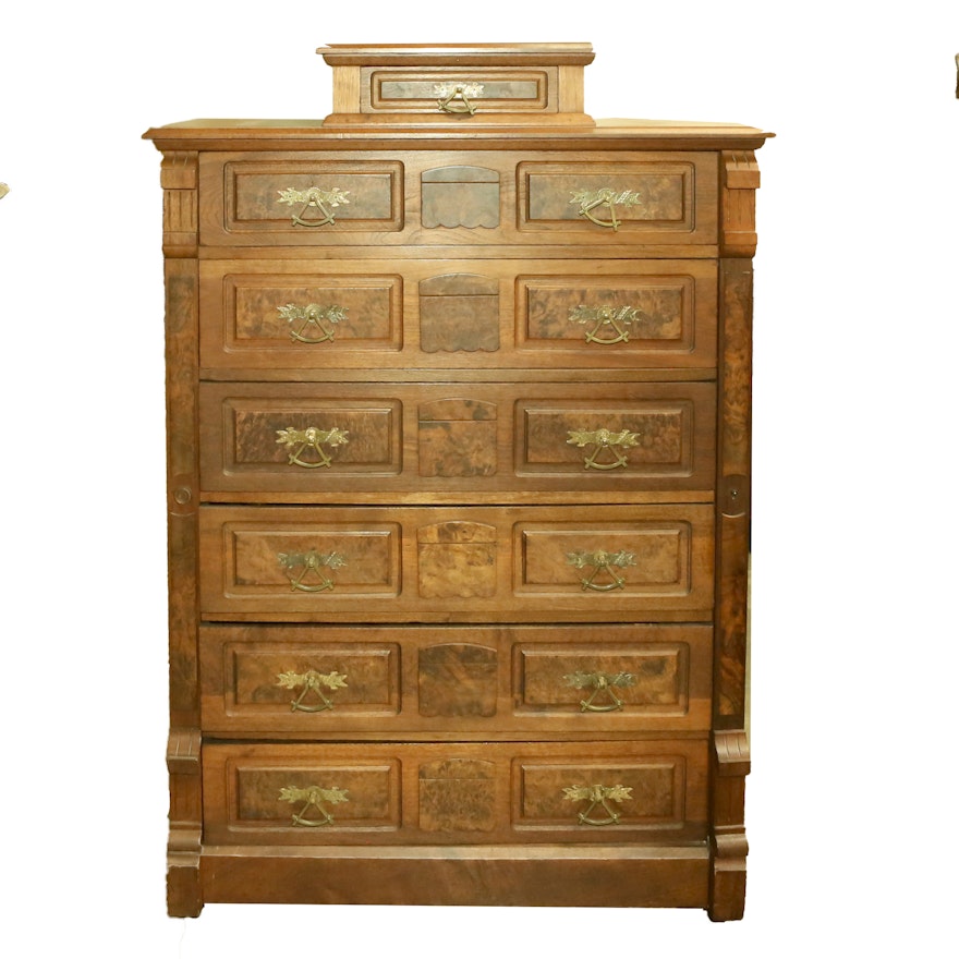 Victorian Side Lock Oak Chest of Drawers