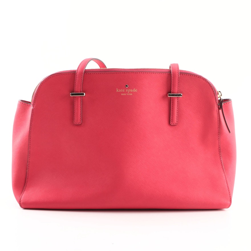 Kate Spade New York East-West Pink Crossgrain Leather Shoulder Bag