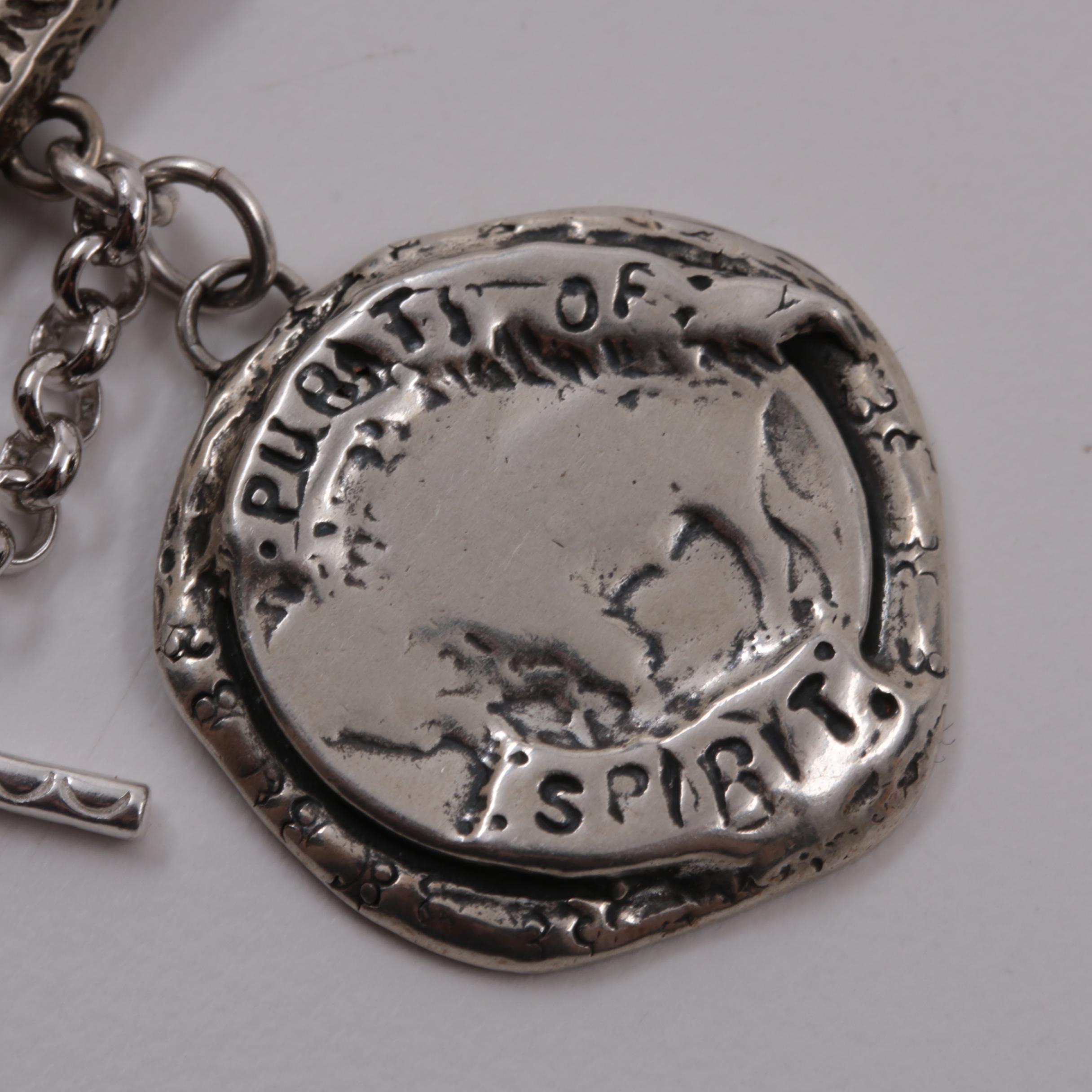 Michele Smith for Willow Creek Sterling Silver Coin Cultured Pearl Bracelet