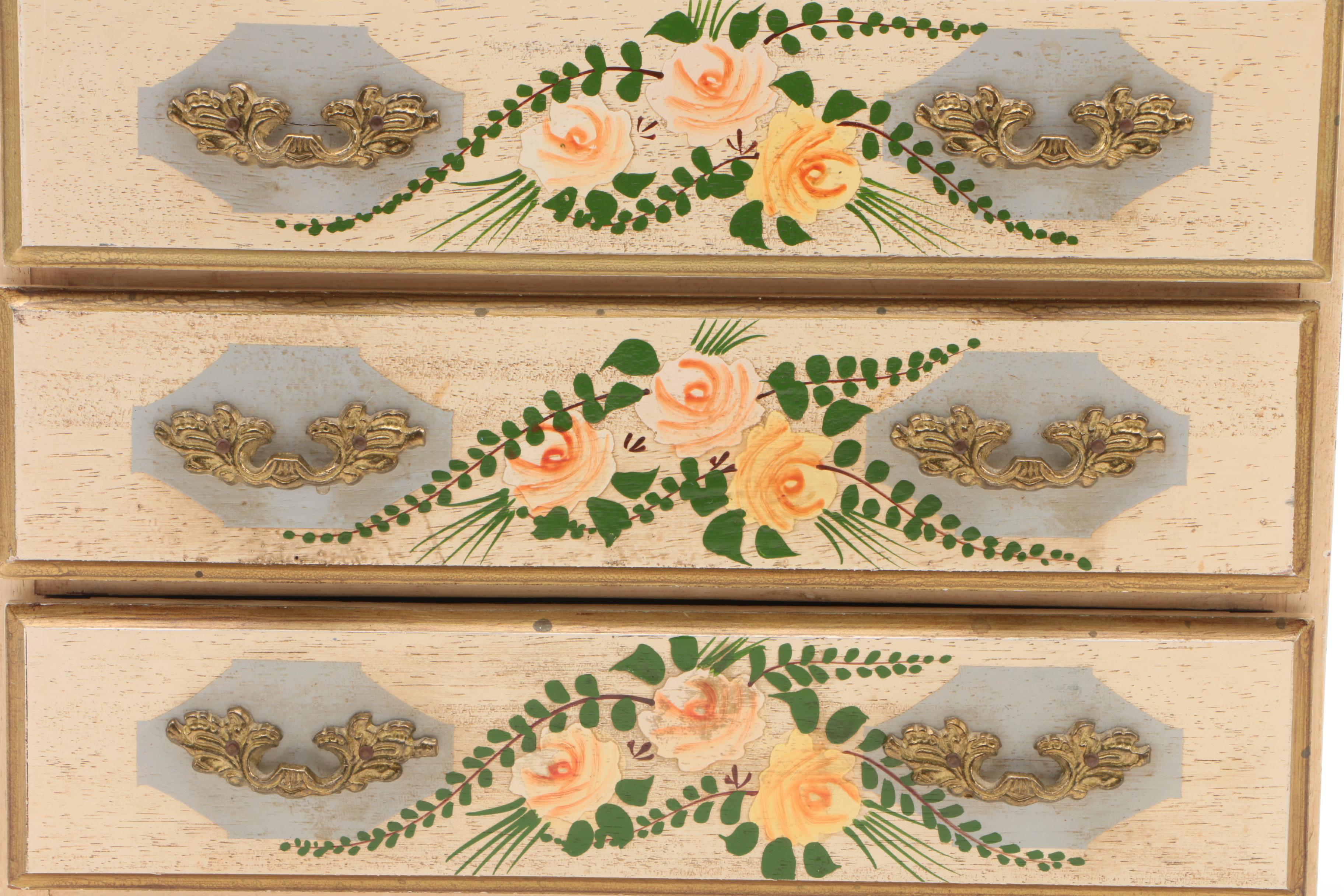 Vintage Jewelry Chest with Floral Motifs