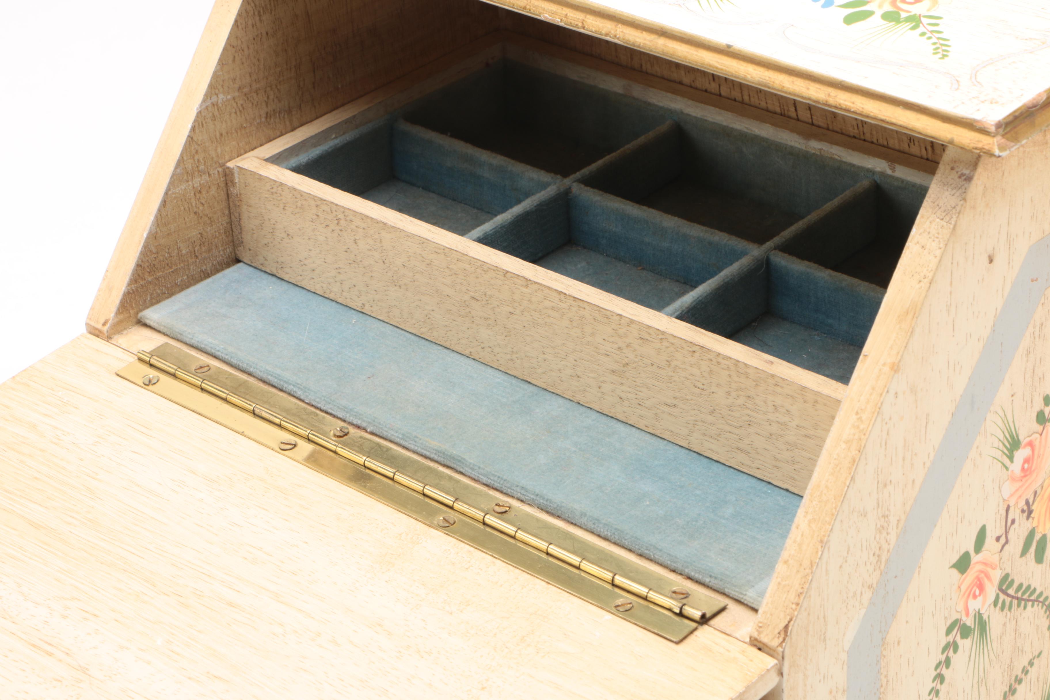 Vintage Jewelry Chest with Floral Motifs