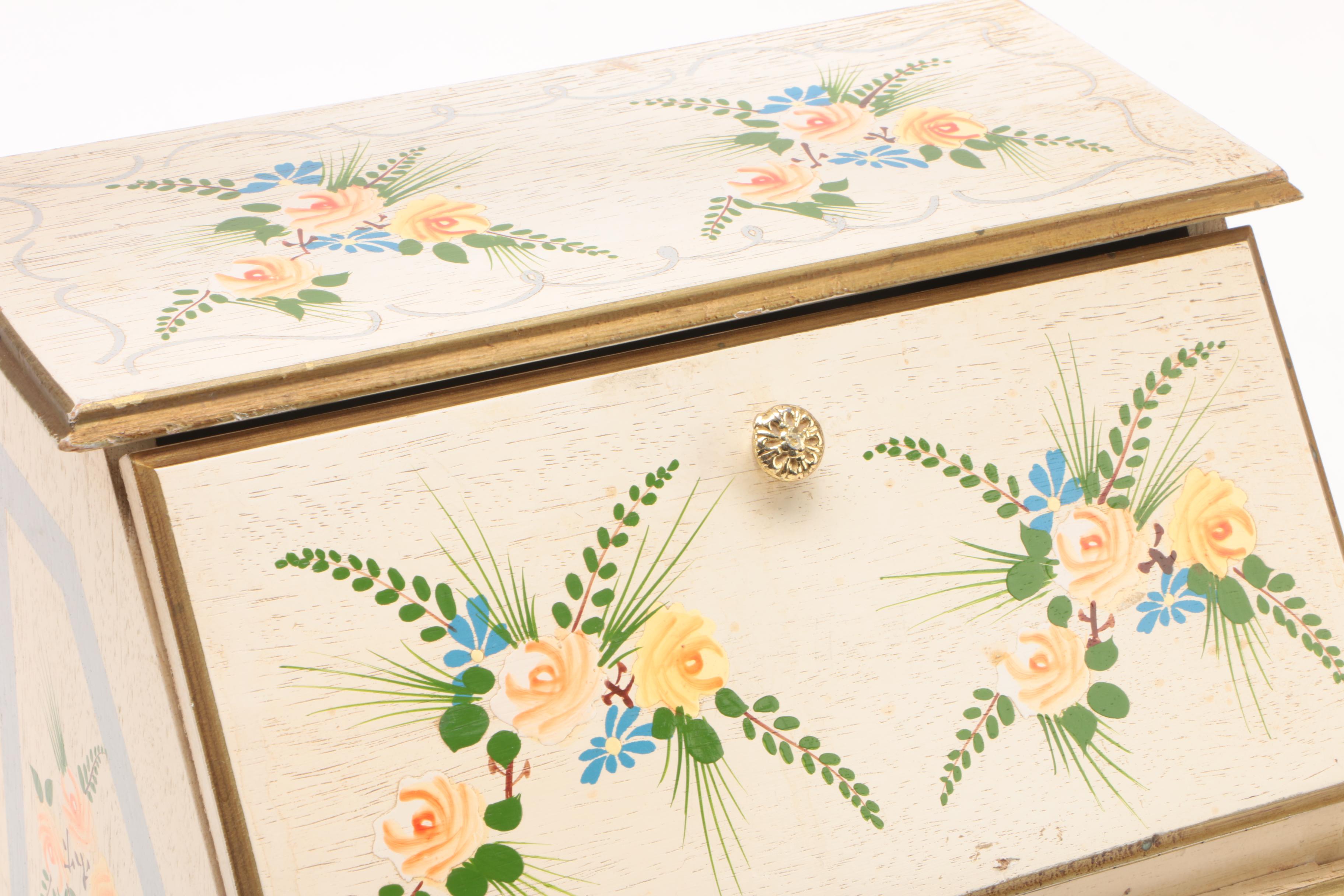 Vintage Jewelry Chest with Floral Motifs
