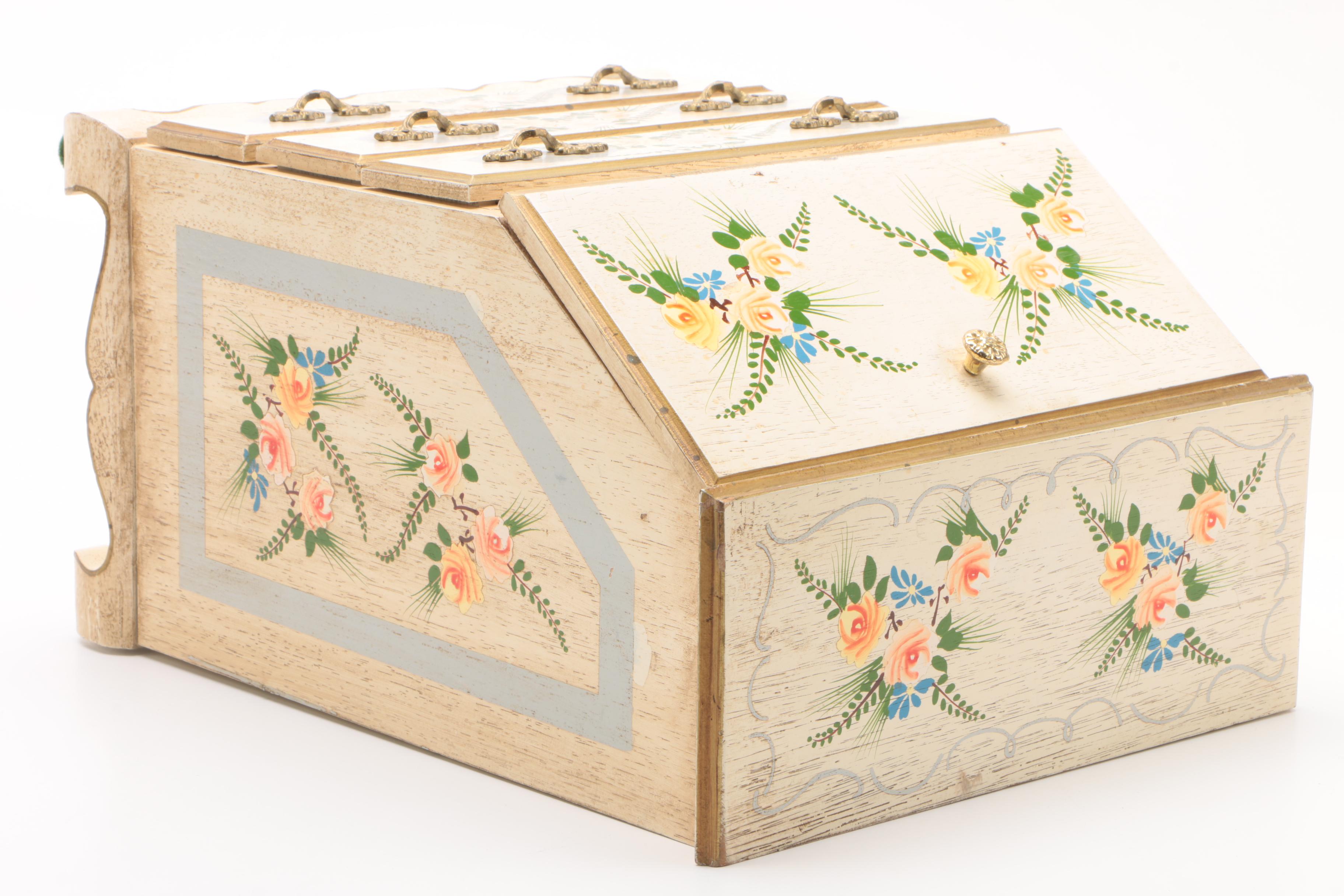 Vintage Jewelry Chest with Floral Motifs