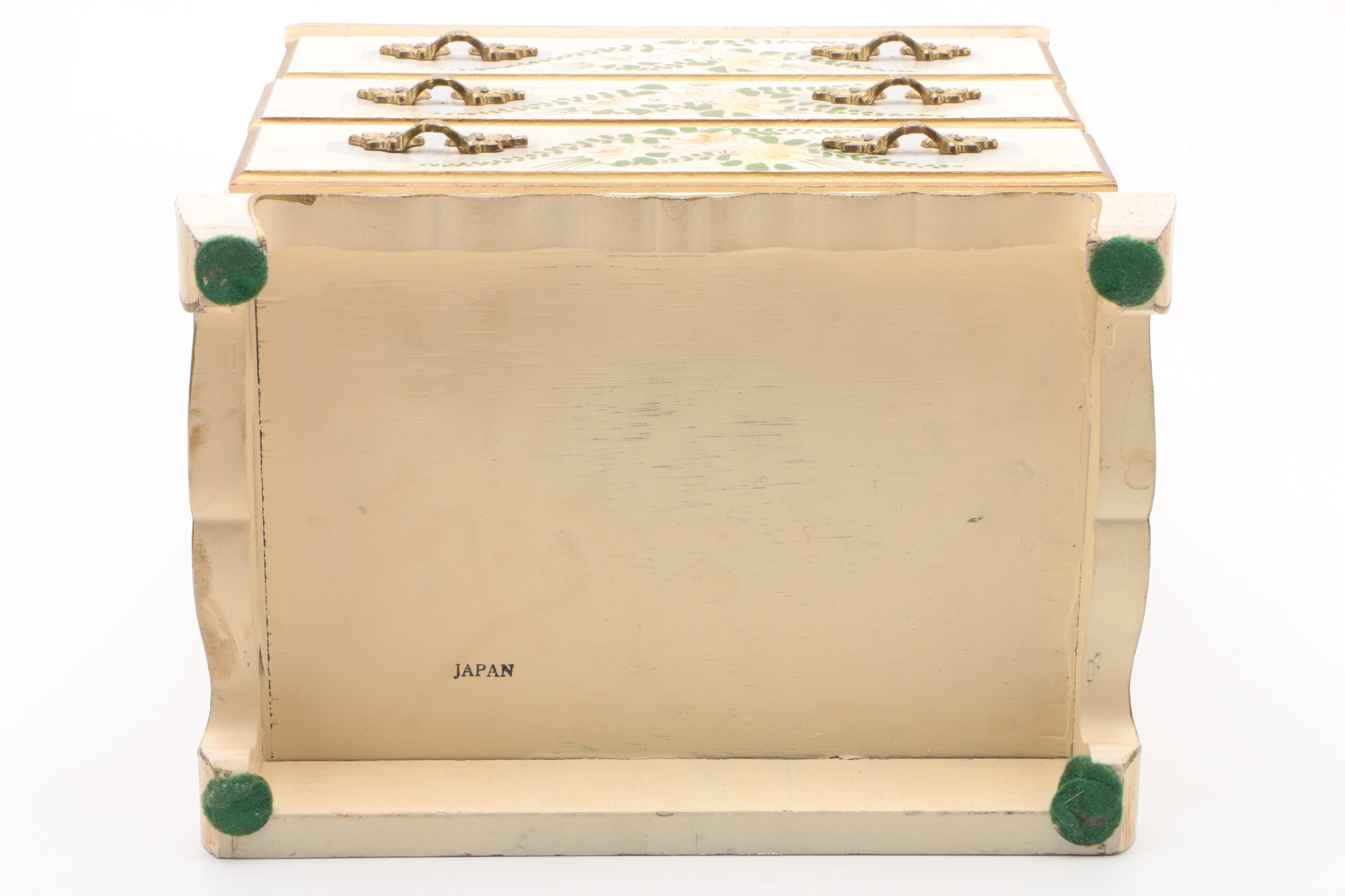 Vintage Jewelry Chest with Floral Motifs