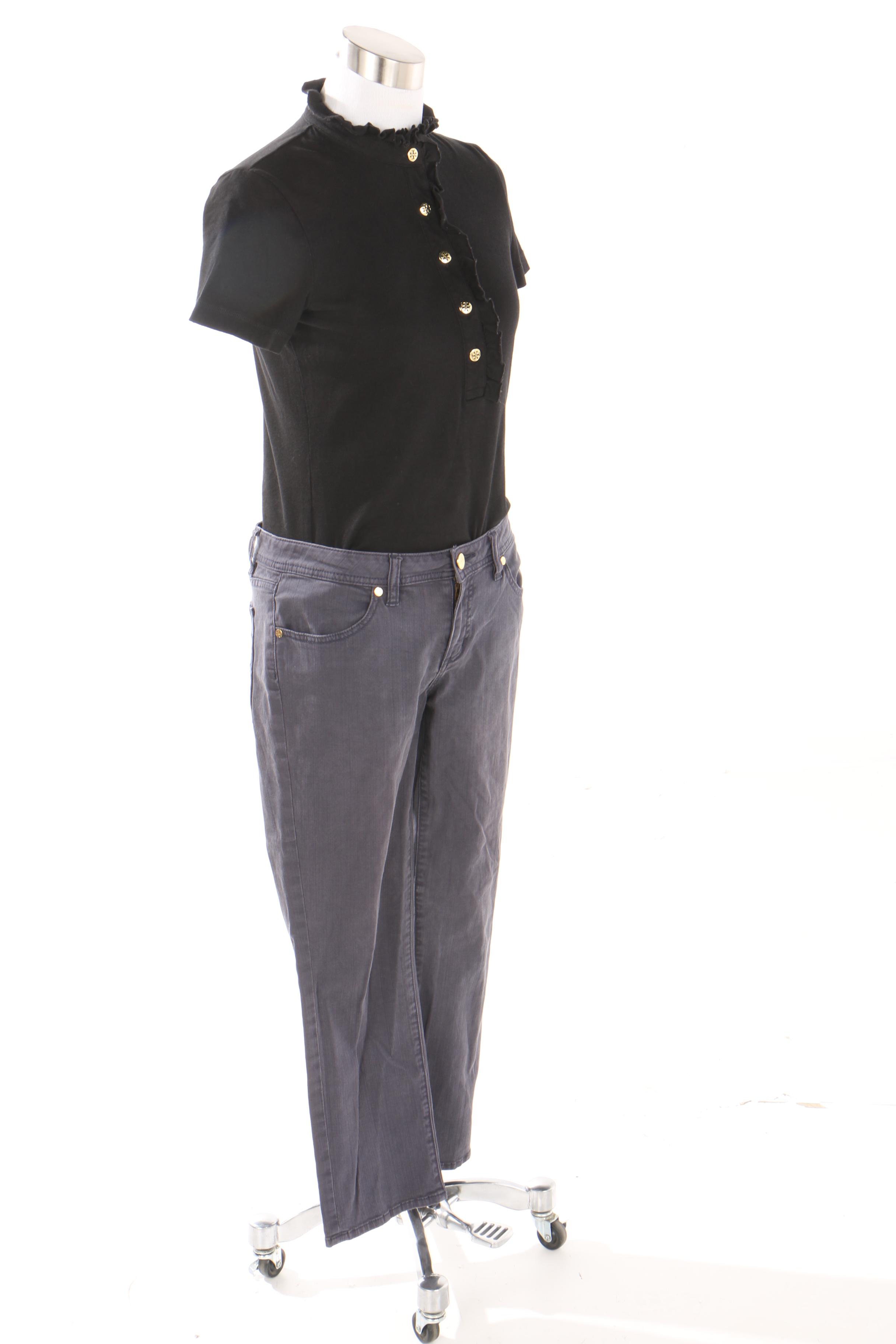 Women's Tory Burch Black Cotton Blend Shirt and Cropped Jeans