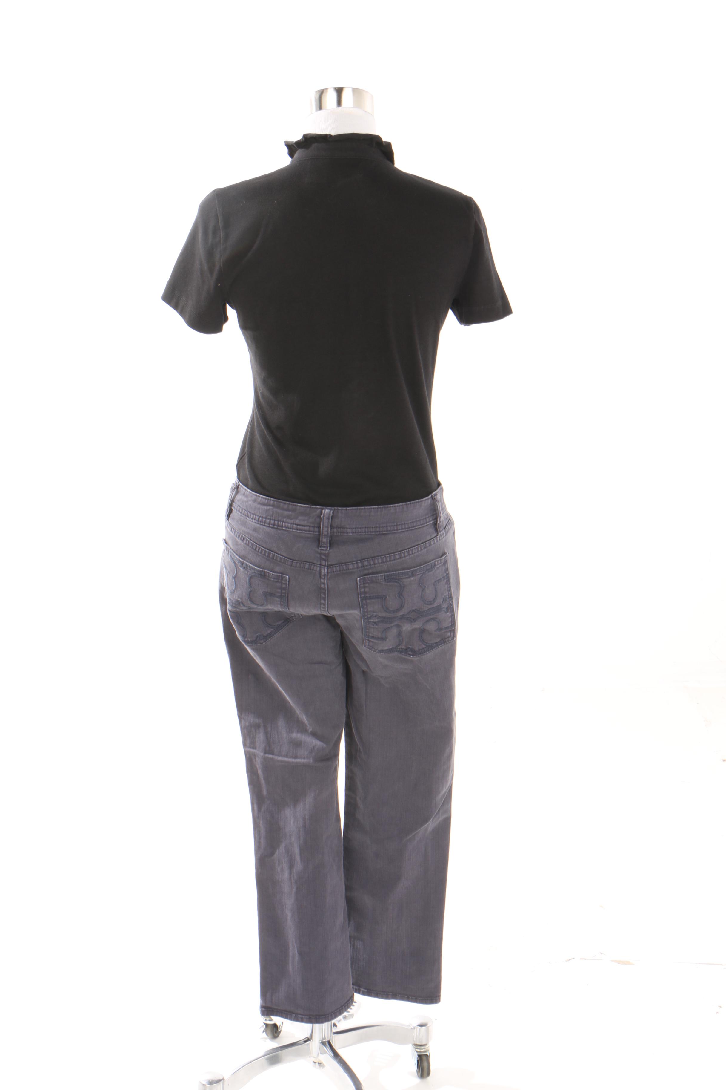 Women's Tory Burch Black Cotton Blend Shirt and Cropped Jeans