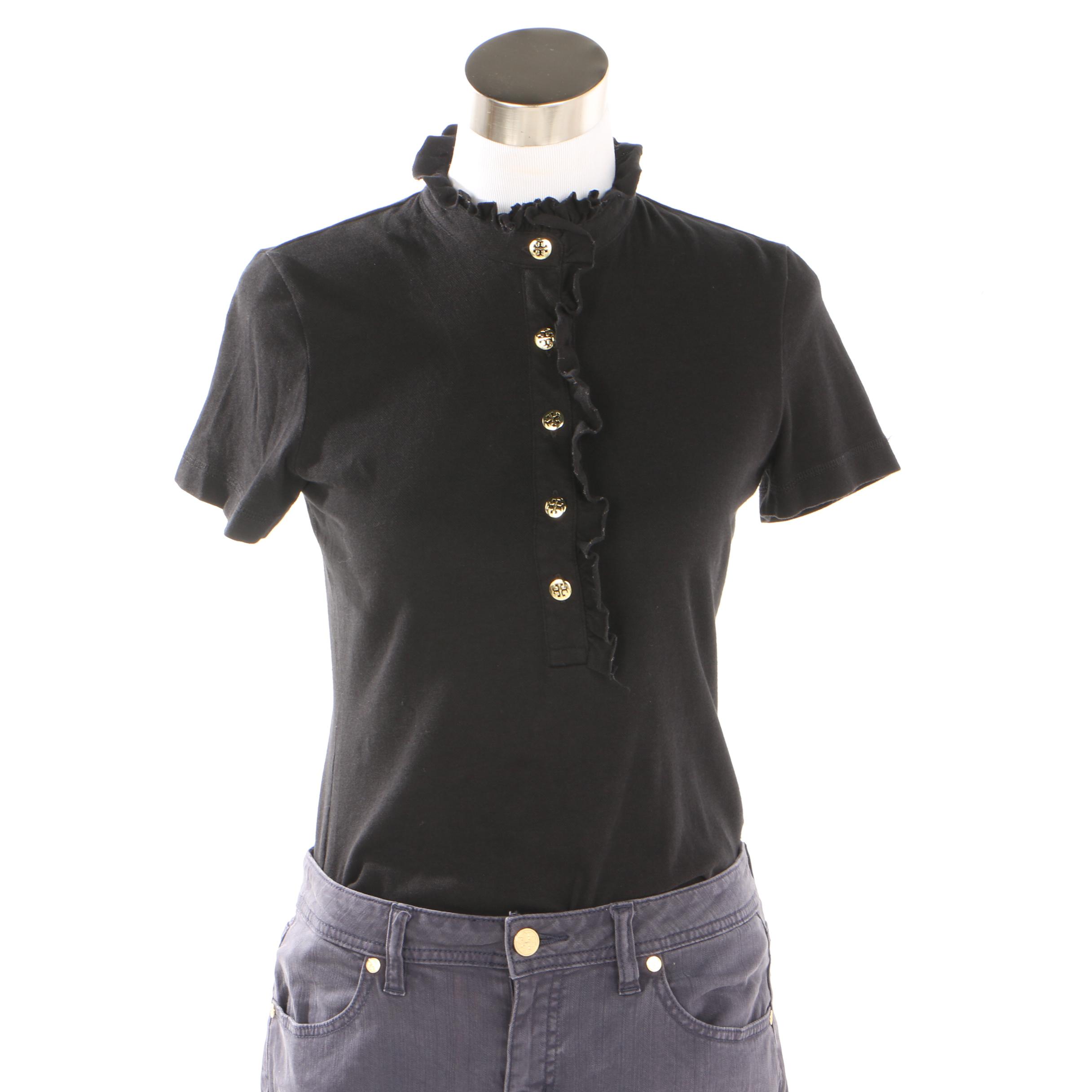 Women's Tory Burch Black Cotton Blend Shirt and Cropped Jeans