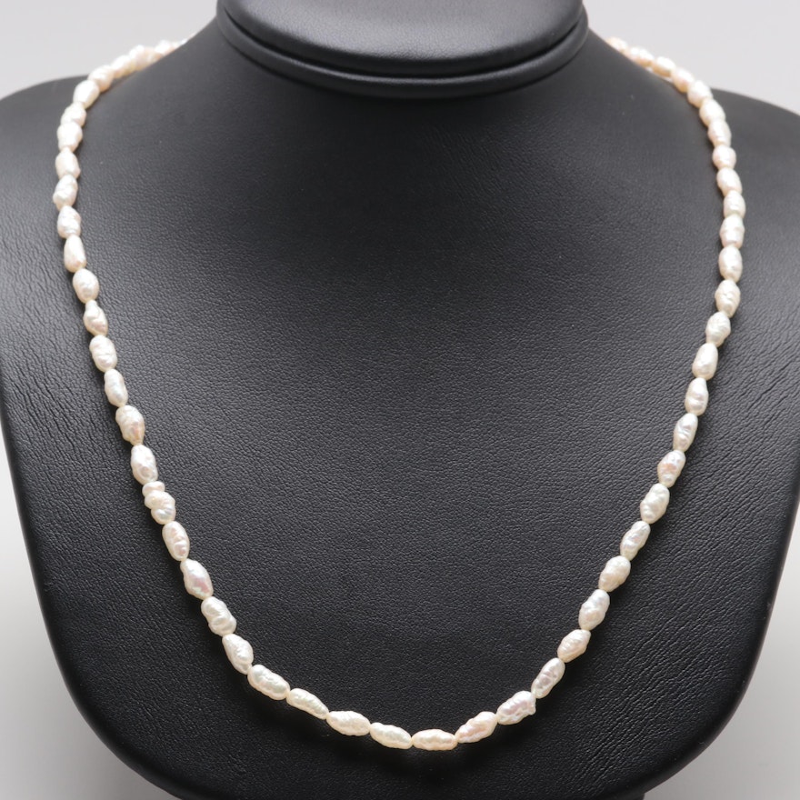 14K Yellow Gold Cultured Pearl Beaded Necklace