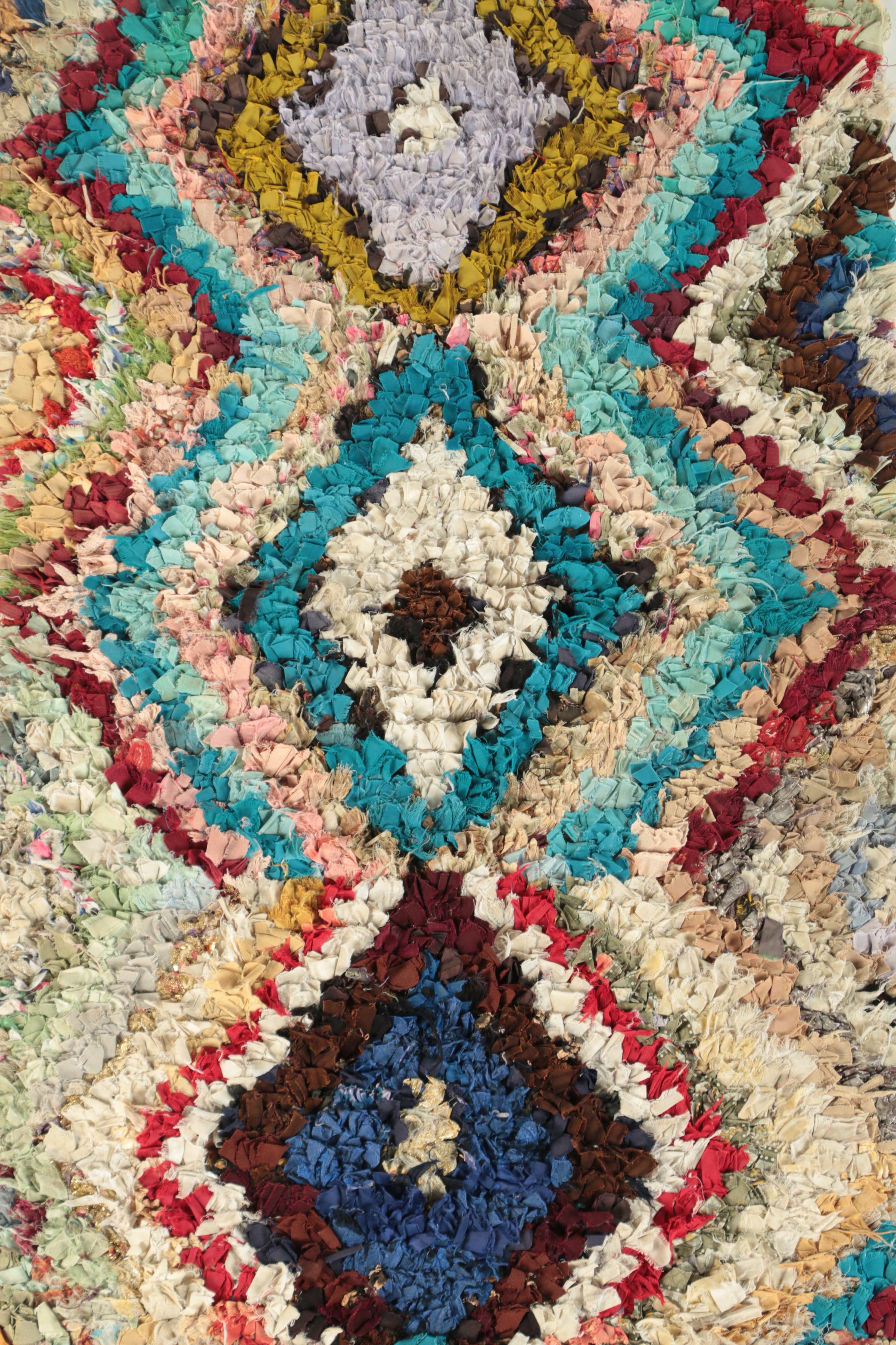 Hand-Knotted Moroccan Boucherouite Accent Rug