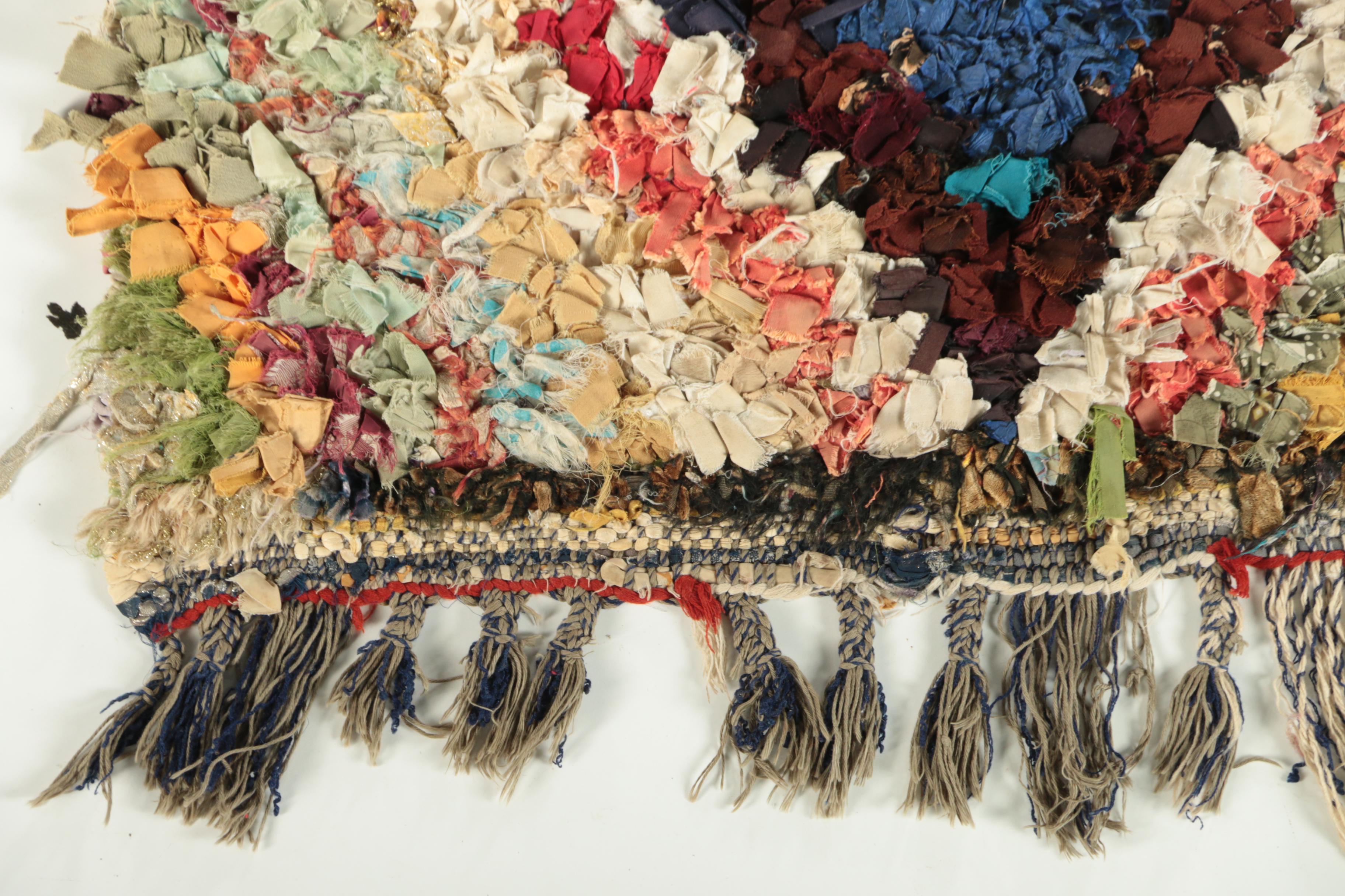 Hand-Knotted Moroccan Boucherouite Accent Rug