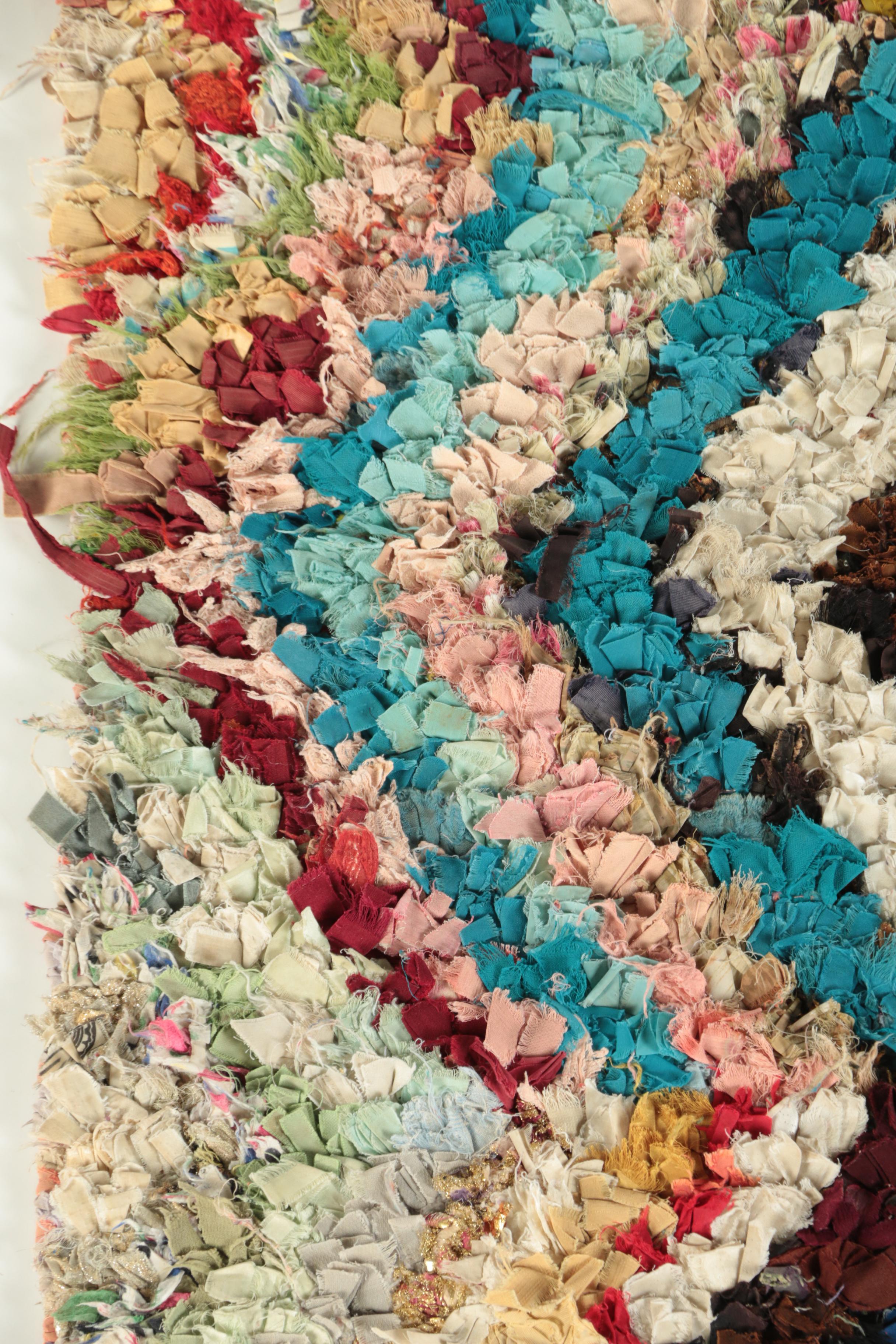 Hand-Knotted Moroccan Boucherouite Accent Rug