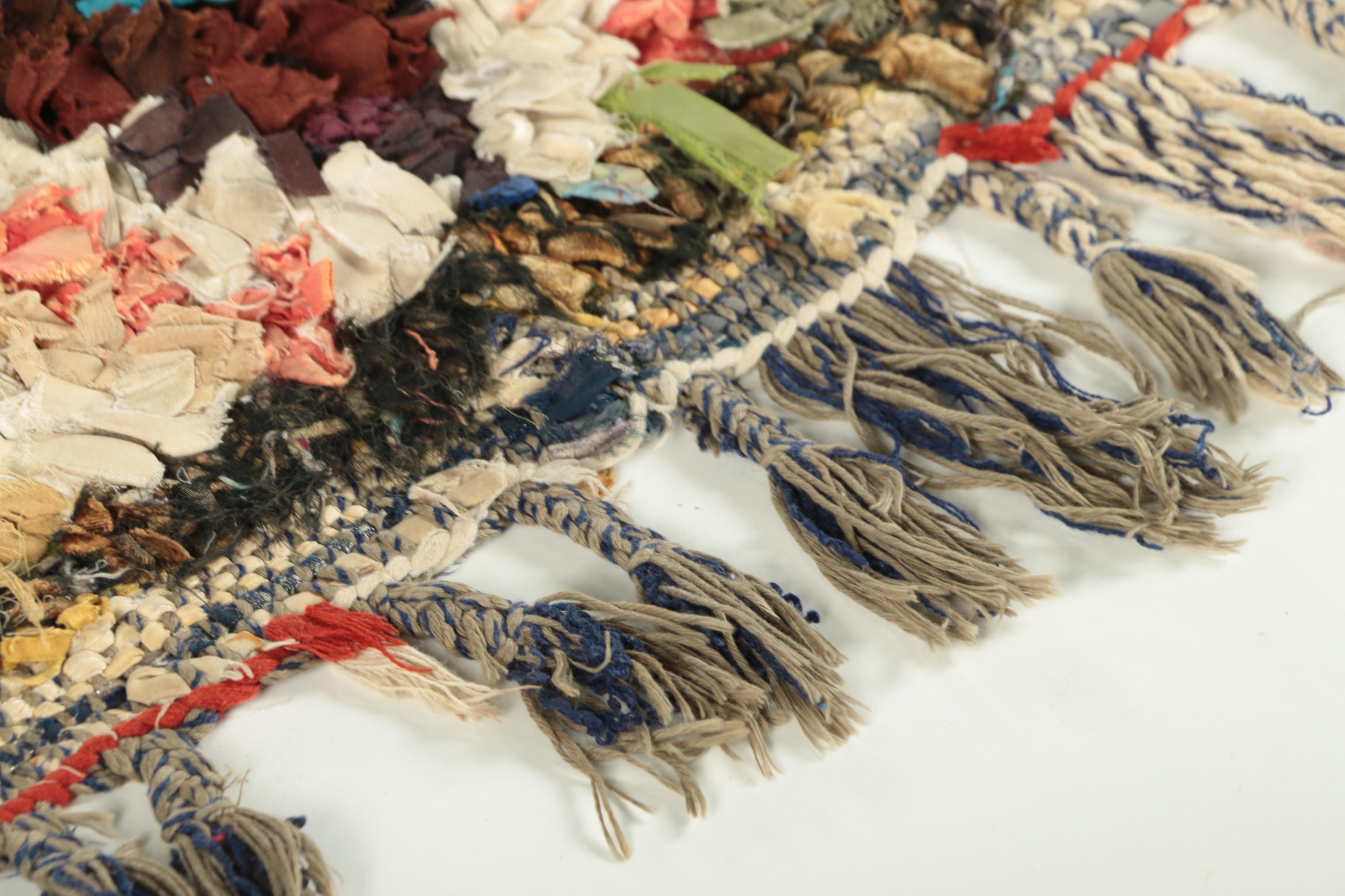 Hand-Knotted Moroccan Boucherouite Accent Rug