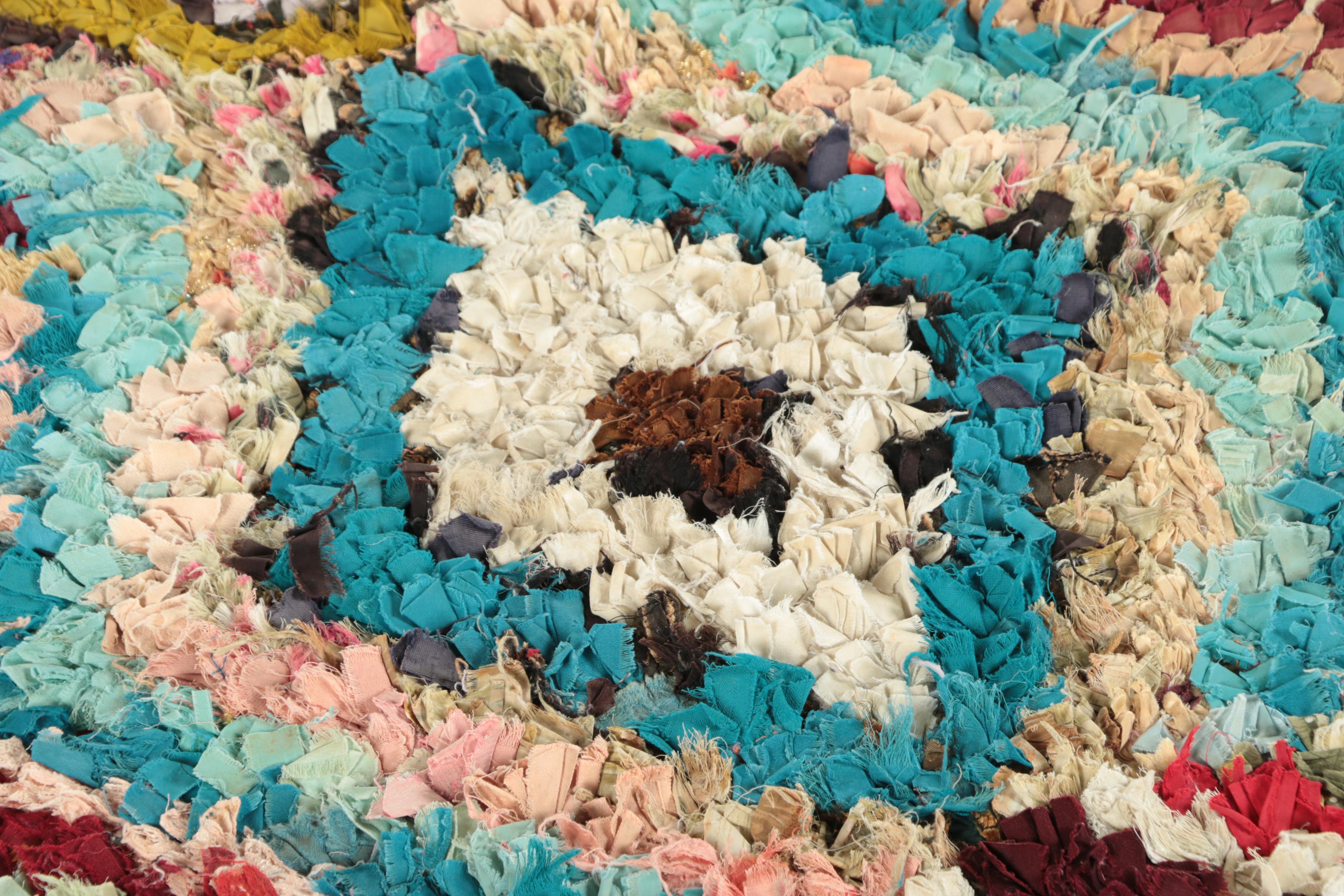 Hand-Knotted Moroccan Boucherouite Accent Rug