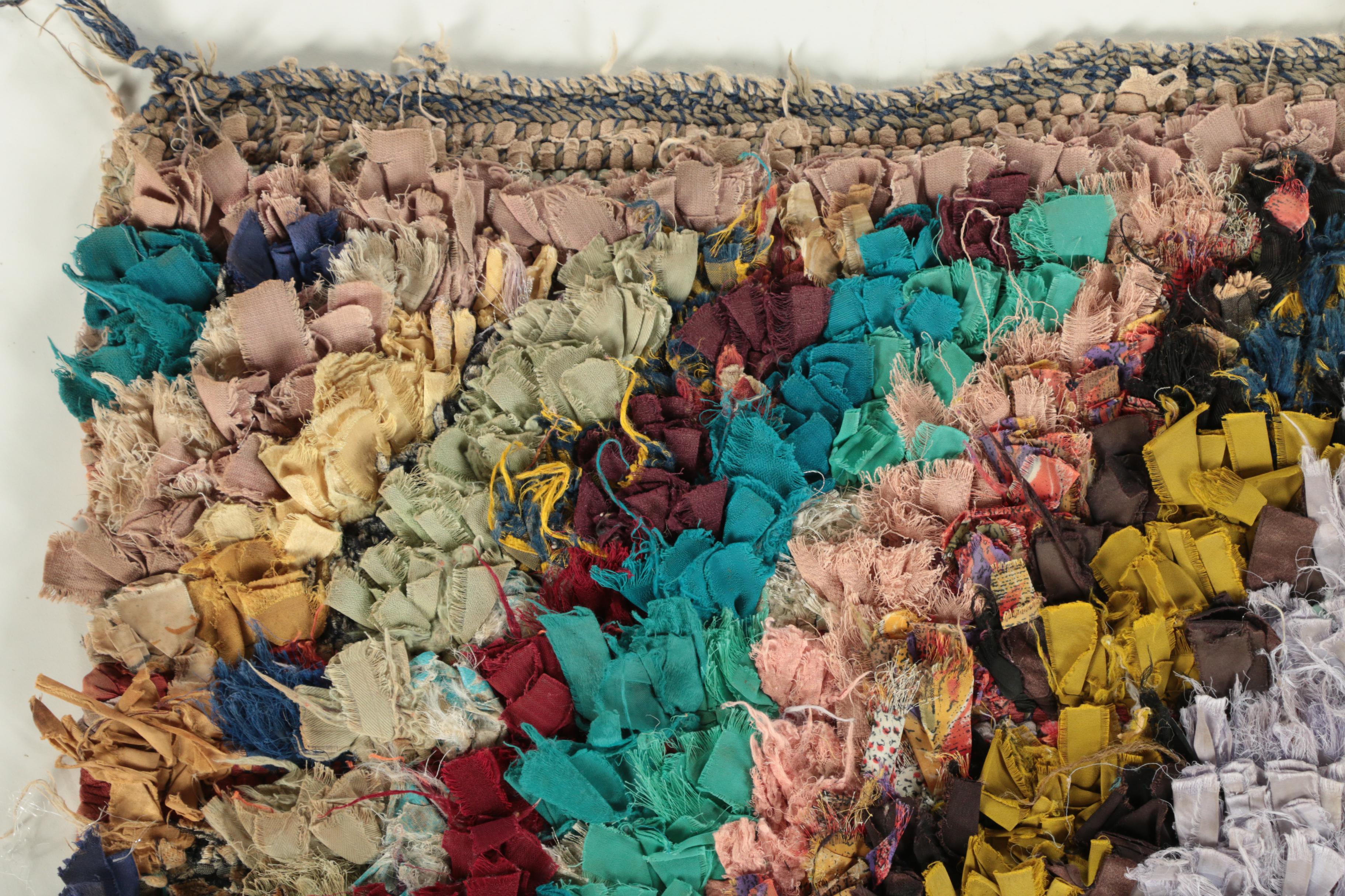 Hand-Knotted Moroccan Boucherouite Accent Rug