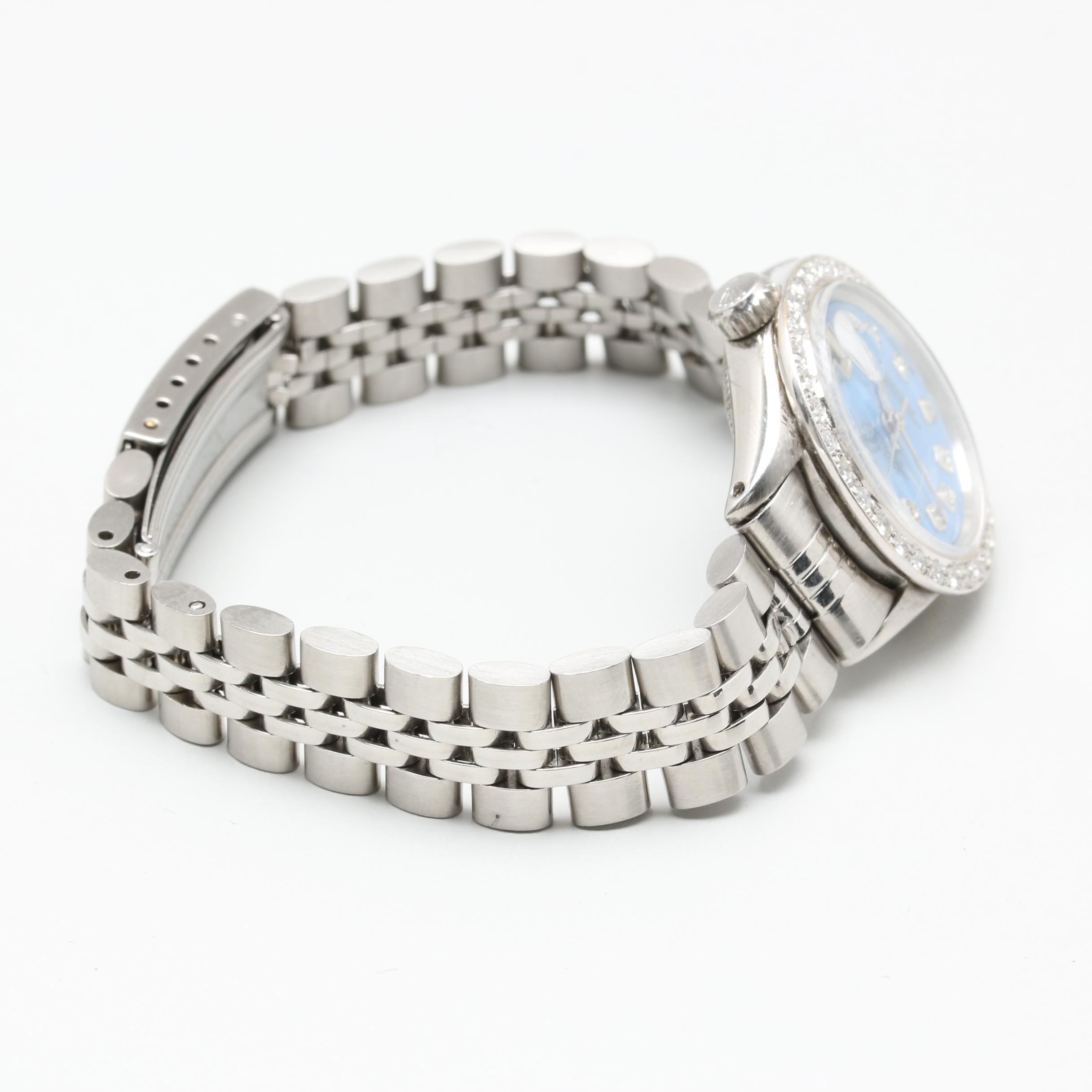 1962 Rolex Oyster Perpetual Datejust Stainless Steel 0.90 CTW Diamond Watch