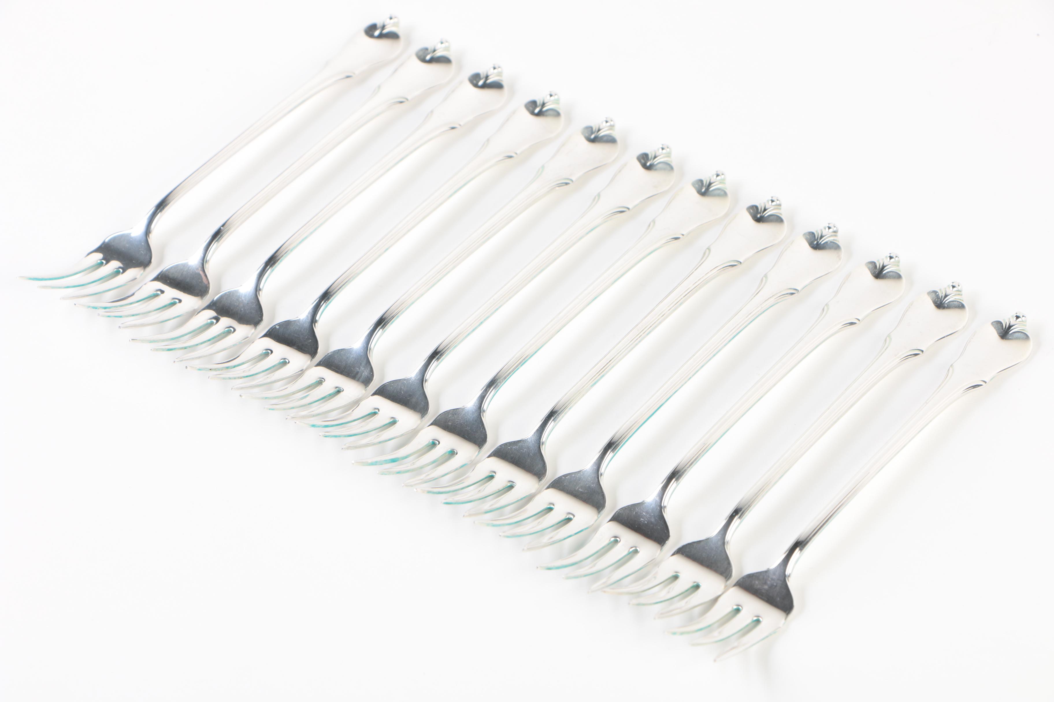 Wallace Silversmiths "Grand Colonial" Sterling Silver Cocktail Fork Set