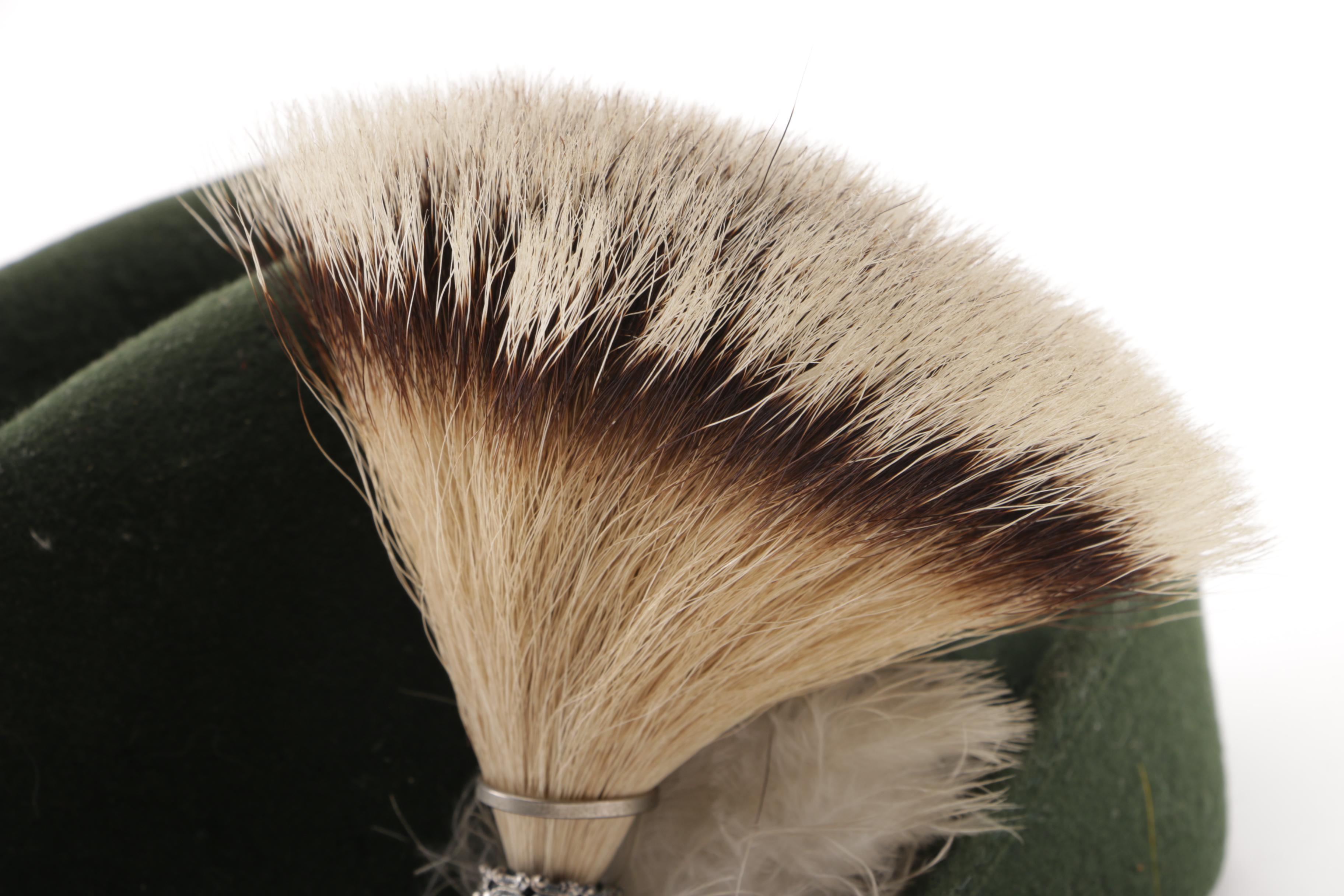 Vintage Austrian Green Felt Tyrolean Hats with Embellishments