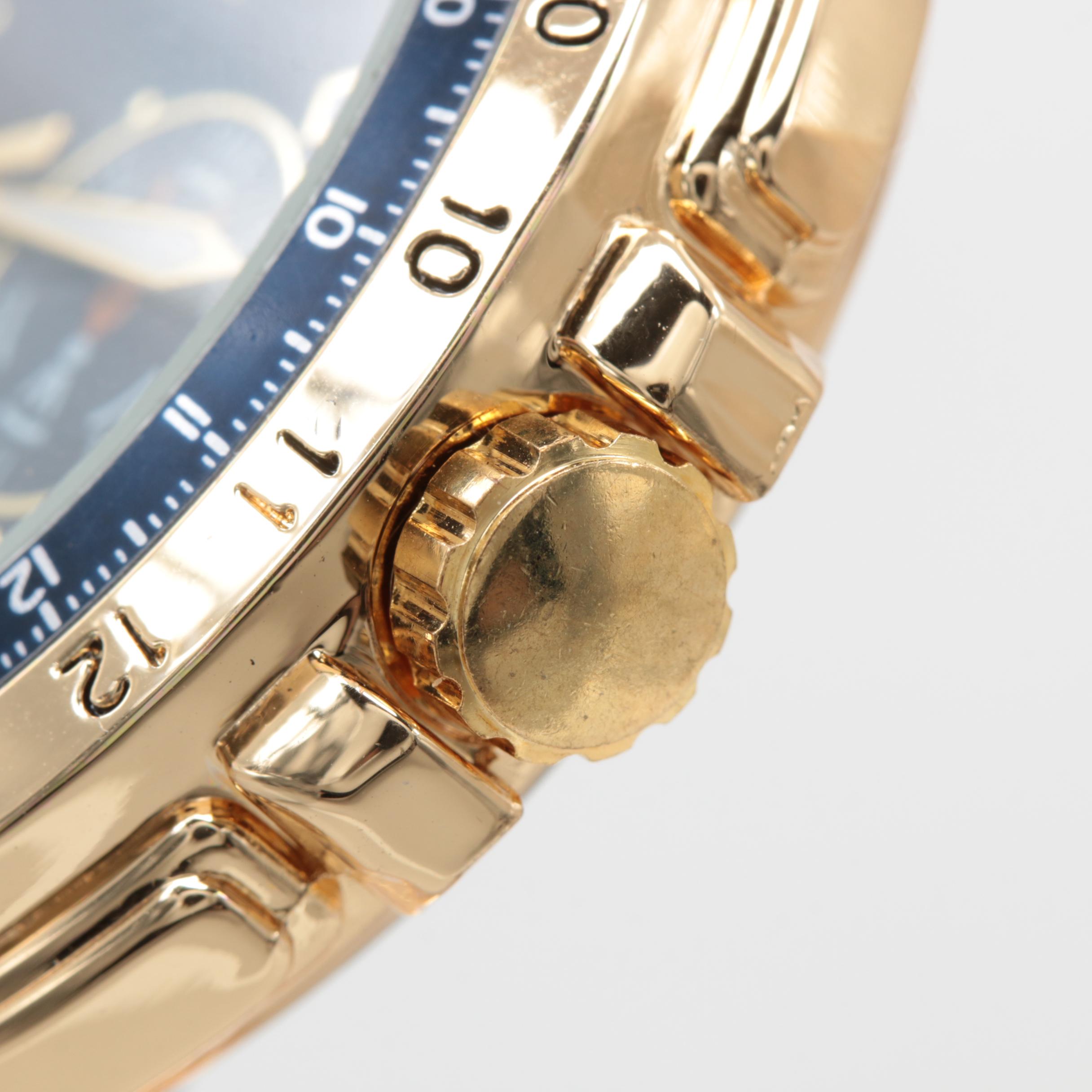 Rocawear Gold Tone Stainless Steel Watch with Tachymeter