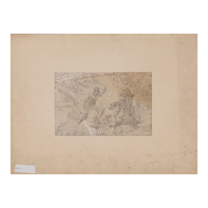 Henry Alken Graphite Drawing and Hand-Colored Etching with Aquatint