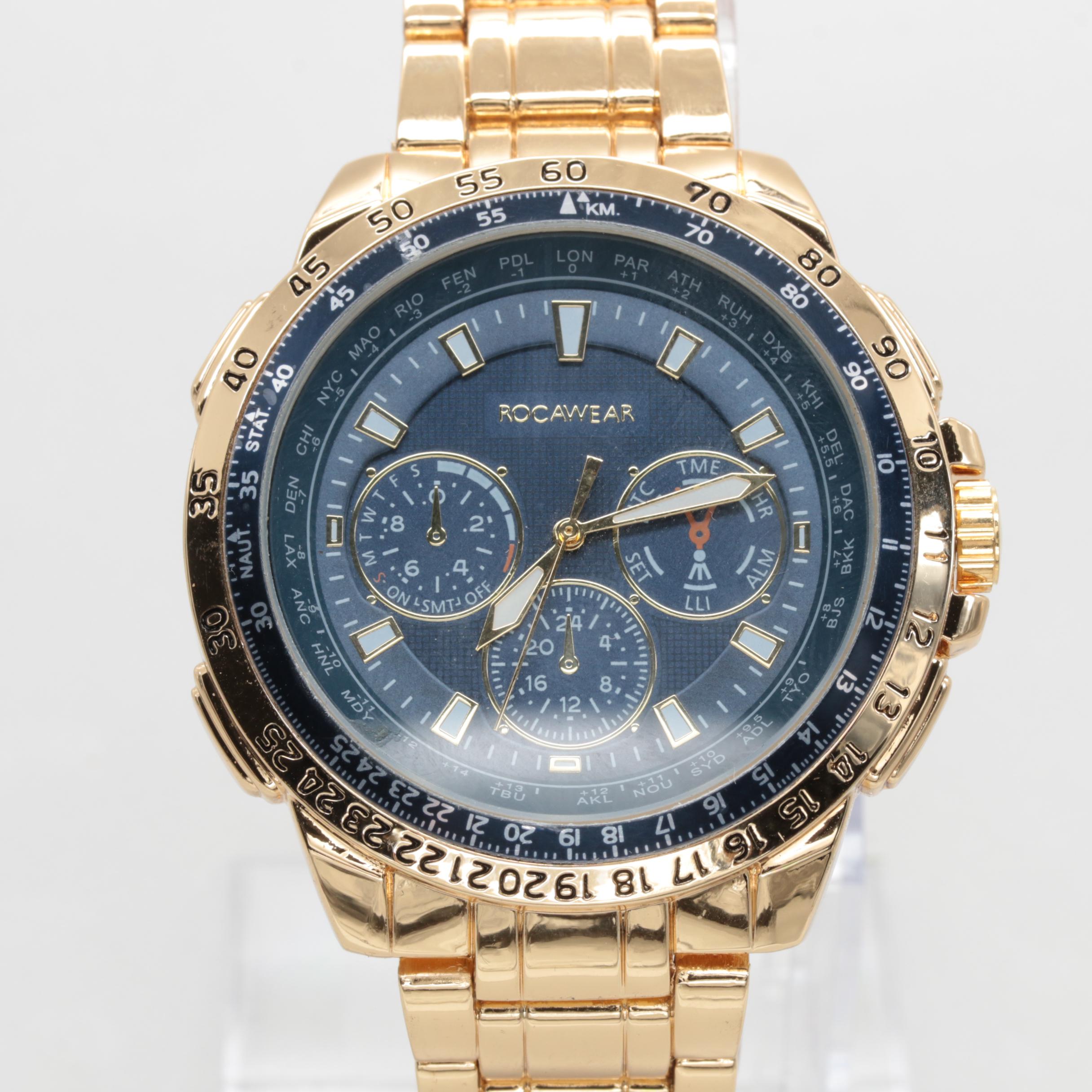 Rocawear Gold Tone Stainless Steel Watch with Tachymeter