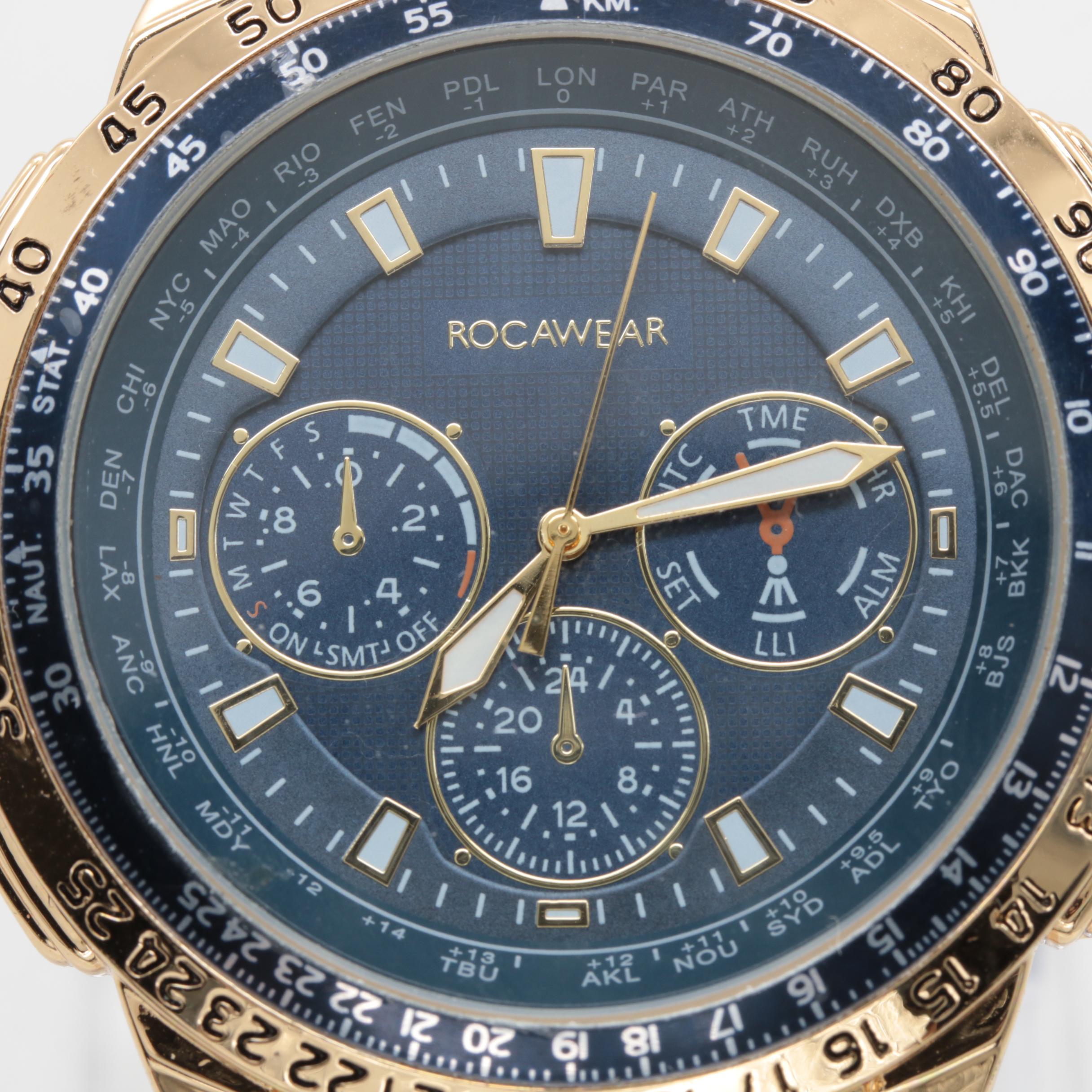 Rocawear Gold Tone Stainless Steel Watch with Tachymeter