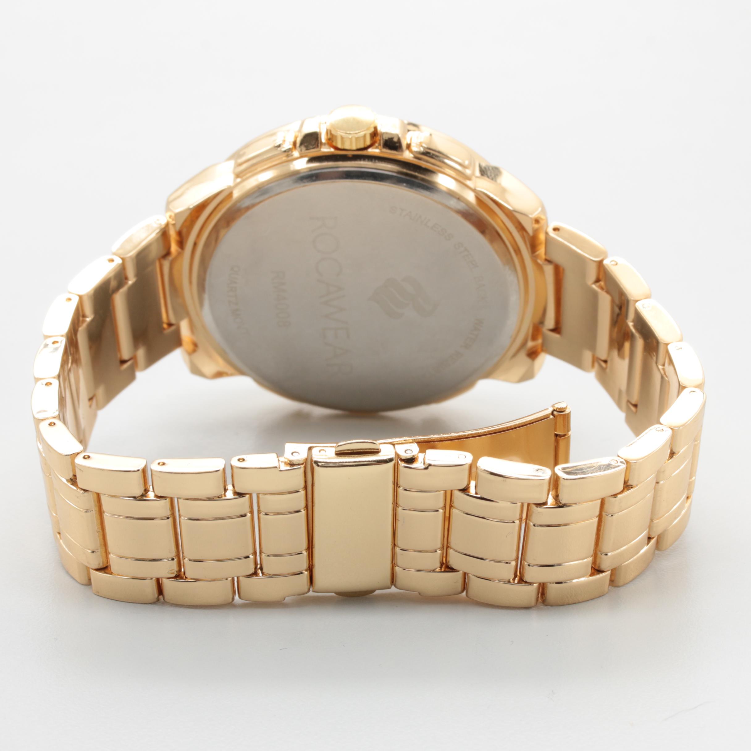Rocawear Gold Tone Stainless Steel Watch with Tachymeter