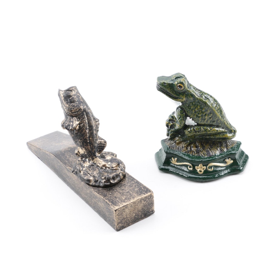 Cast Metal Fish and Frog Doorstops